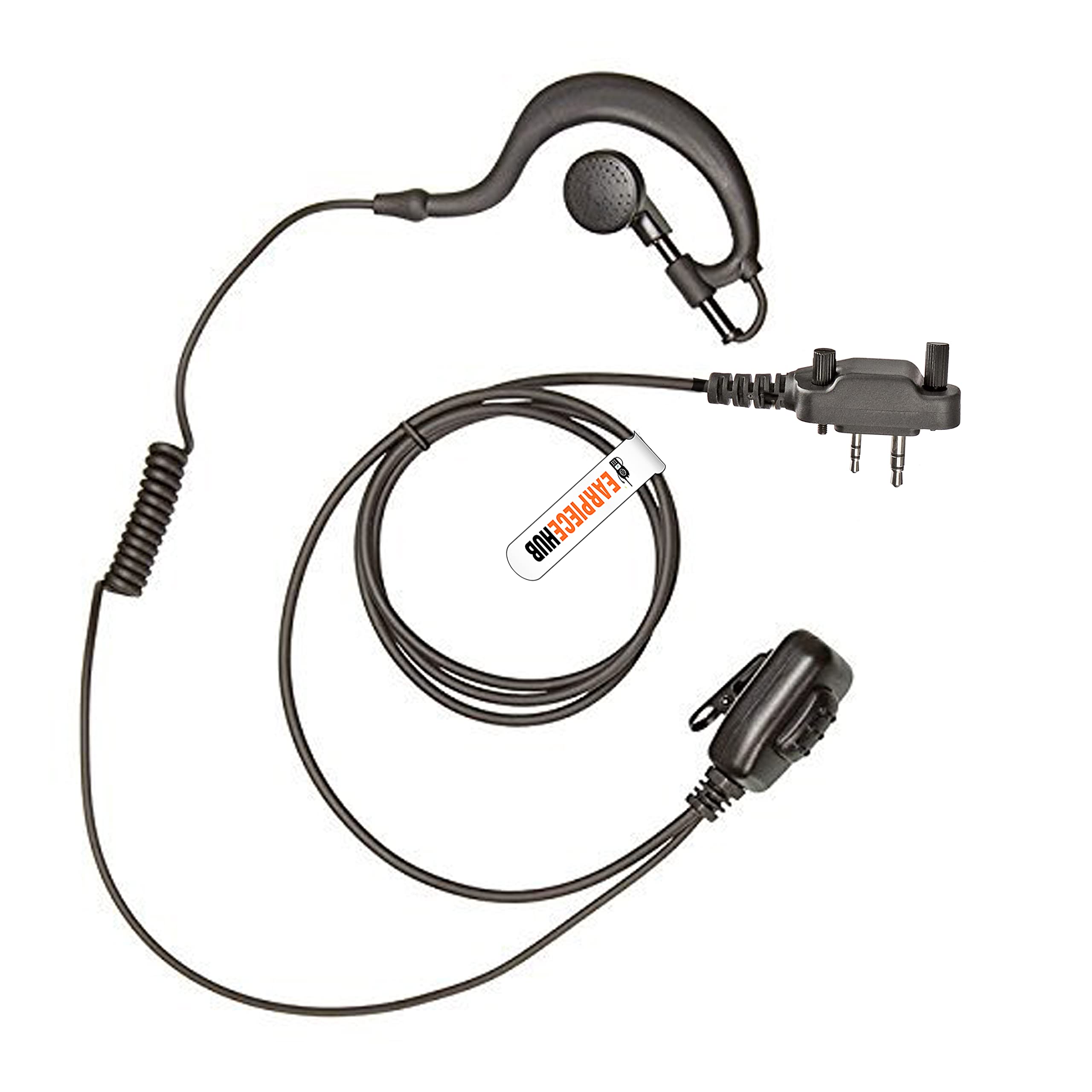 G Shape Earpiece Ear-Hook Ear Hanger Compatible with ICOM Radio (2 Pin Screw-In) F15, F21, F22, F25, F34GS, F34GT, F41, F44GS, F44GT, F4029, F4002 F series etc with HQ PTT Microphone