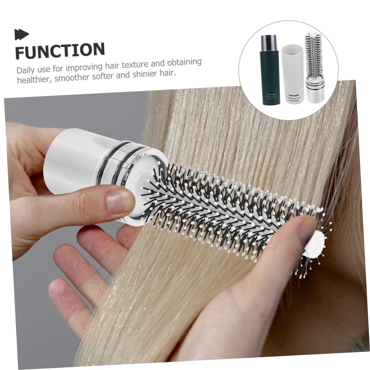 Healeved 4pièces Brosse à Cheveux Portable Peigne à Boucler Pour Coiffage Facile Voyage Pour Brushing Élégant Et Pratique