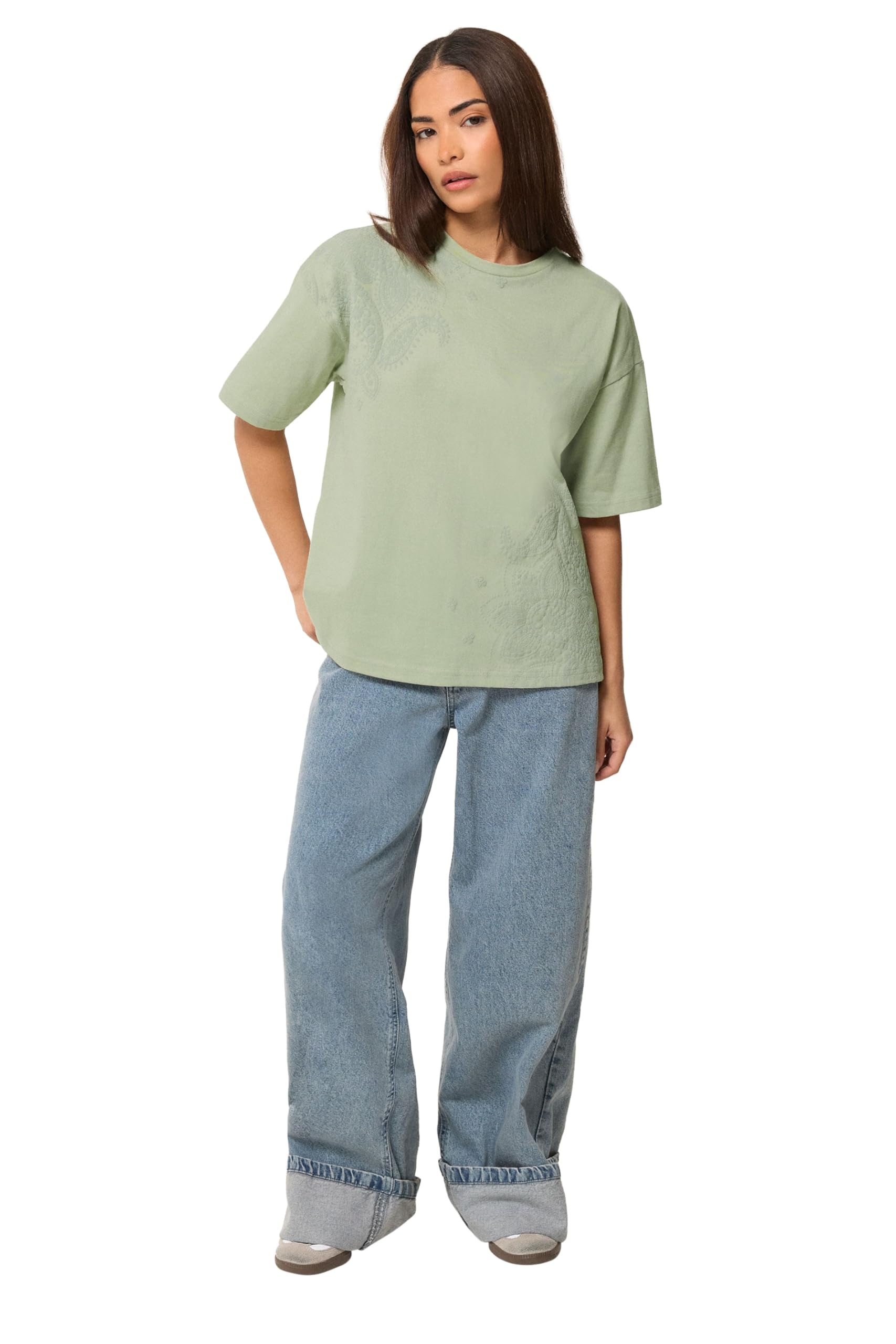PixieGirl Women's Petite Paisley T-Shirt in Light Green | Size: 16