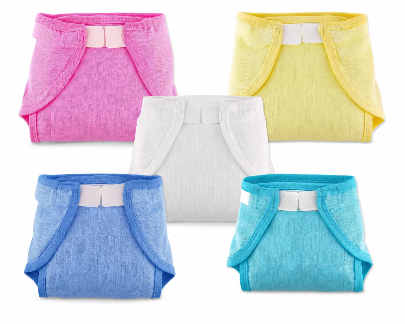pom-pom SWEET HEARTS Velcro Cotton Nappy for New Born Baby 3-6 months | Extra Soft & Breathable Dry Feel Muslin Langot/Nappies | Reusable, 50 Washable Cloth Diapers for Babies Pack of 5, DYD