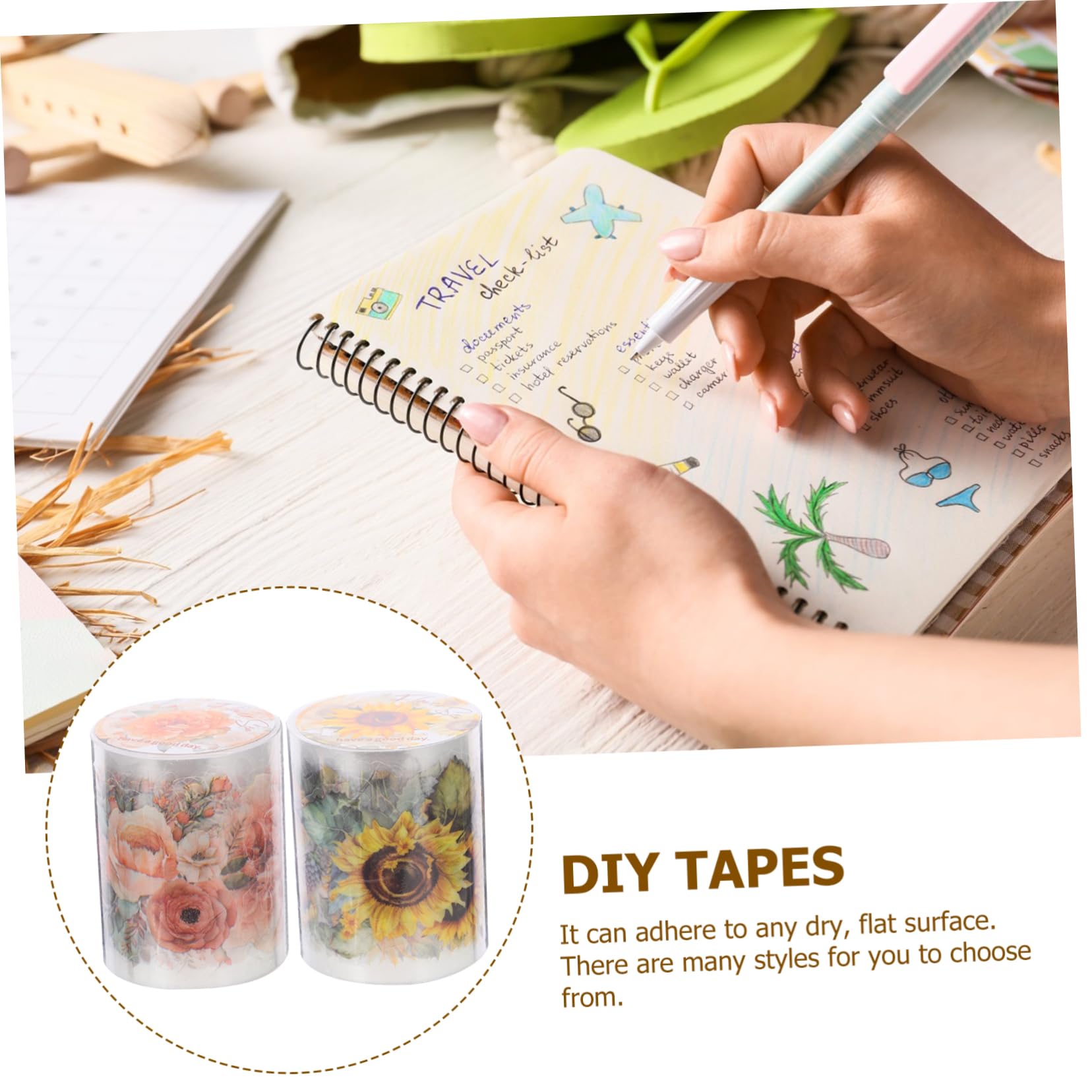 HOMSFOU 4 Set Nastro Adesivo Decorativo Pet Per Scrapbooking Da Rosa Accessori Per Diario Creativo E Decorazioni Per Pianificatori E Album Fai Da Te 2 *4