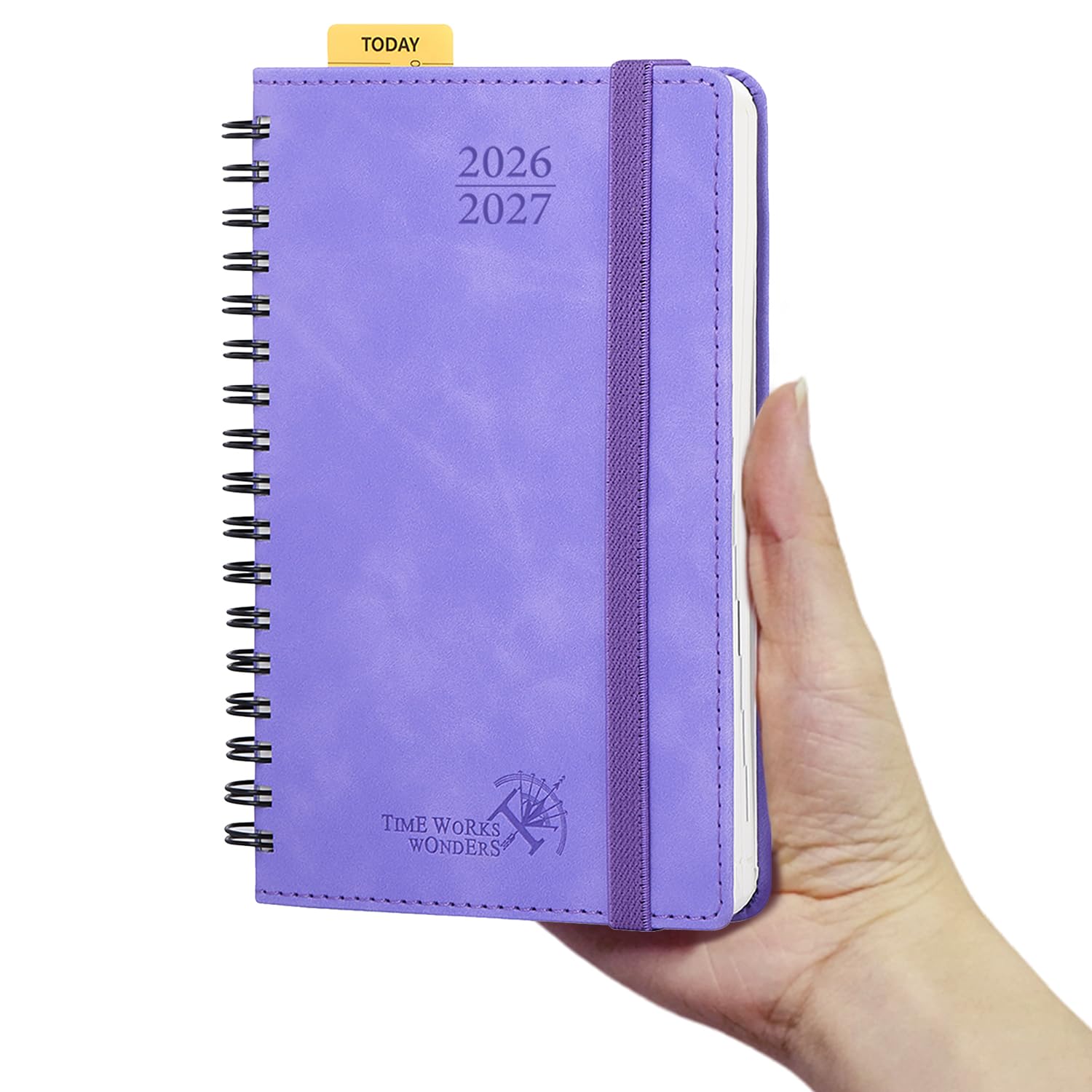 POPRUN Academic 2026-2027 Pocket Diary A6 Week to View Spiral Bound Soft Cover 16 x 10.5 cm - 26/27 Mid Year Small Weekly Planner & Notebook in One(Lilac)