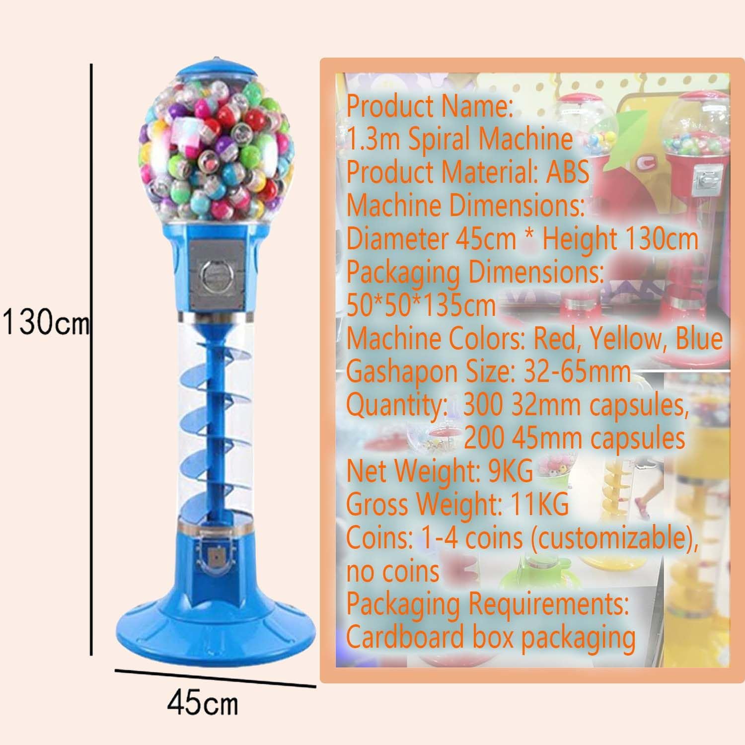 Gashapon Expendedora de Cápsulas Dispensador de Bolas de Chicles Máquina Gacha de Dulces Máquina Gashapon de Cápsulas de Caramelos de Dulces para Cápsulas Retro Yellow