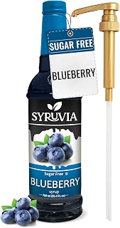 Syruvia Sugar-Free Blueberry Syrup with Pump - Zero Calorie Flavor for Coffee, Cocktails, Lemonade, Iced Tea & Desserts | 25.4 fl oz