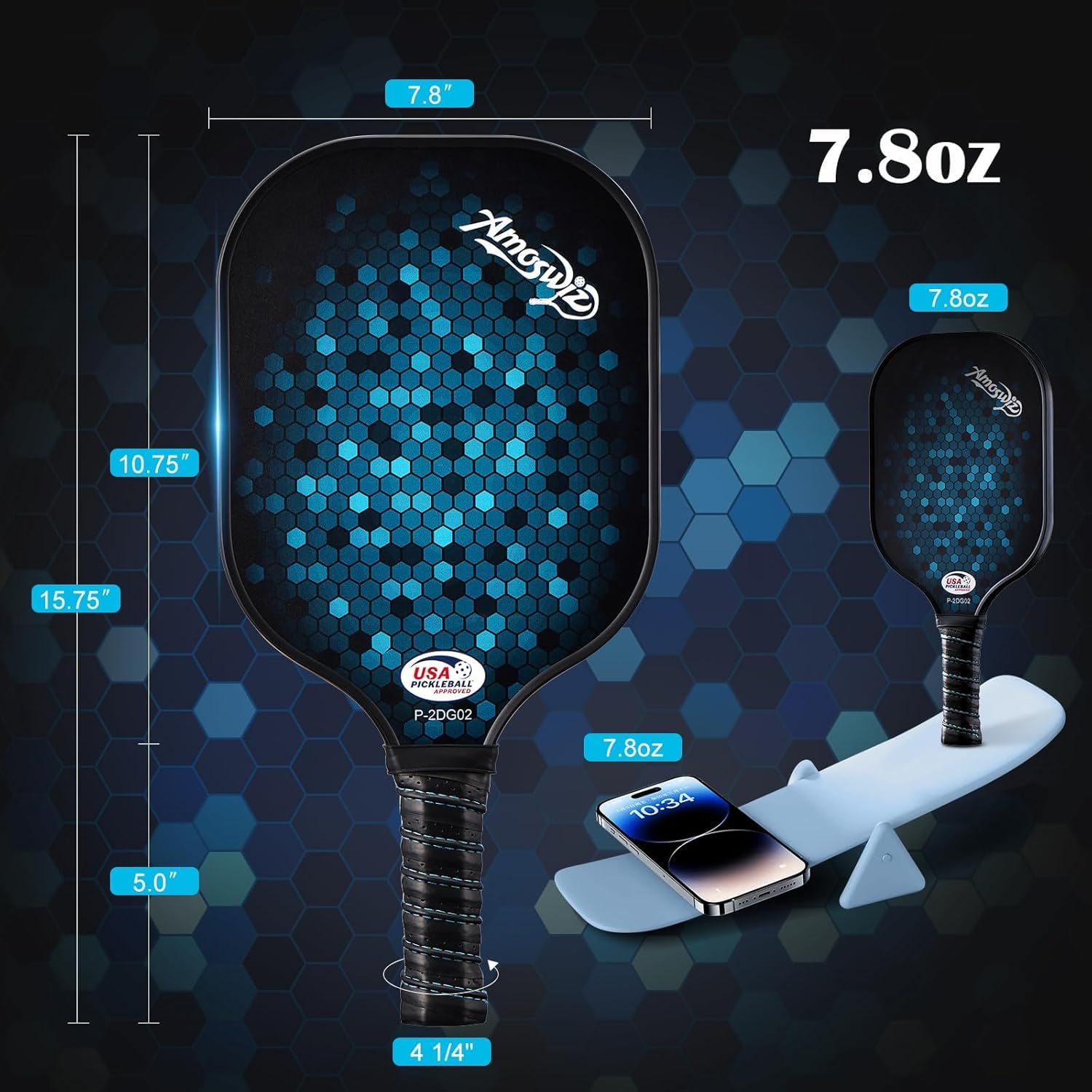 Set di 4 racchette da pickleball in fibra di vetro di alta qualità, per principianti, set di pickleball con 4 palline sottaceti, regalo per adulti e bambini