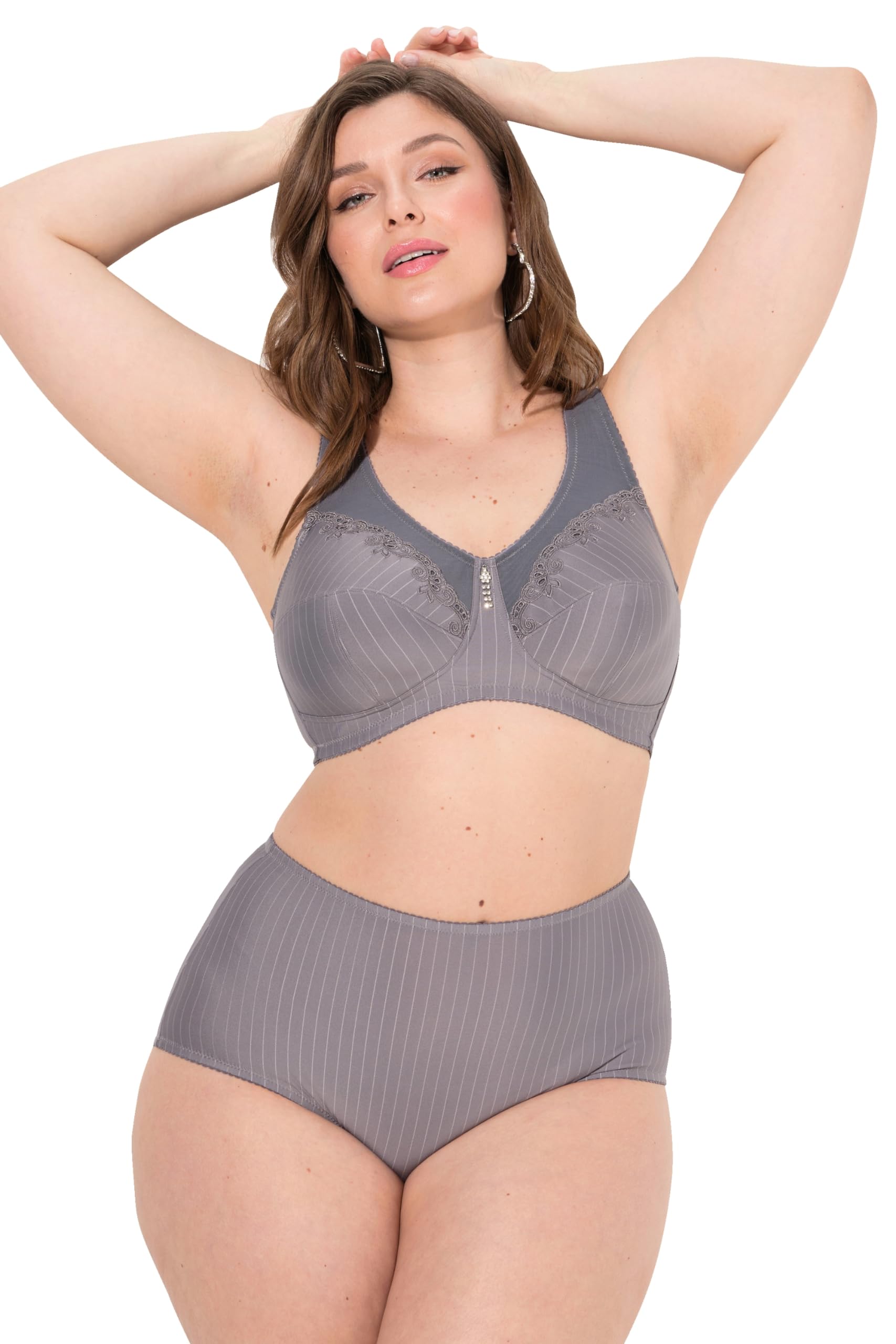 Ulla Popken Damen große Größen Übergrößen Plus Size Entlastungs-BH, ohne Bügel, Strassanhänger, Cup C - G