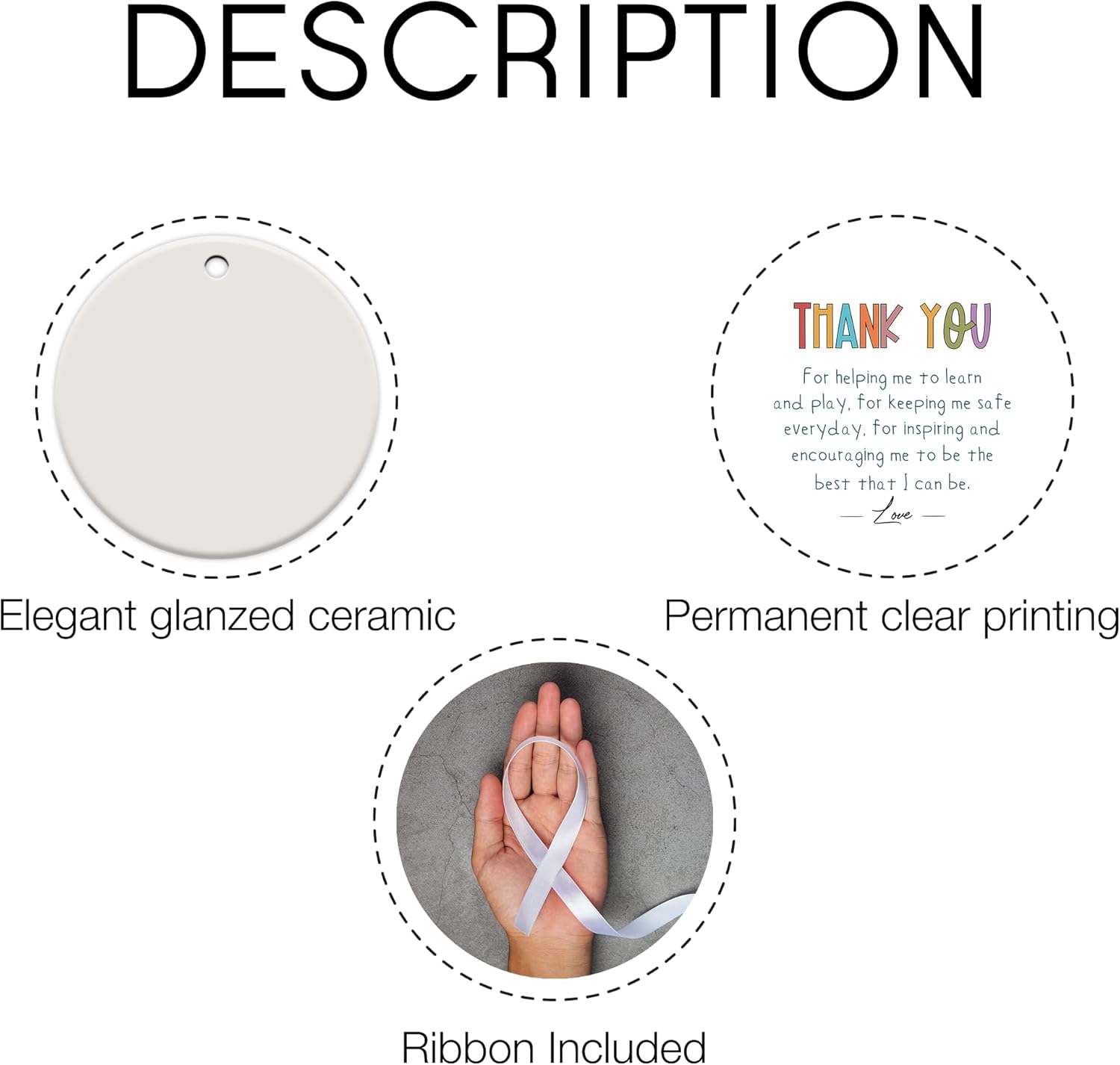 Teacher Christmas Ornament, Teacher Gifts for Christmas, Thank You Gifts for Women, Ceramic Ornament - Image 3