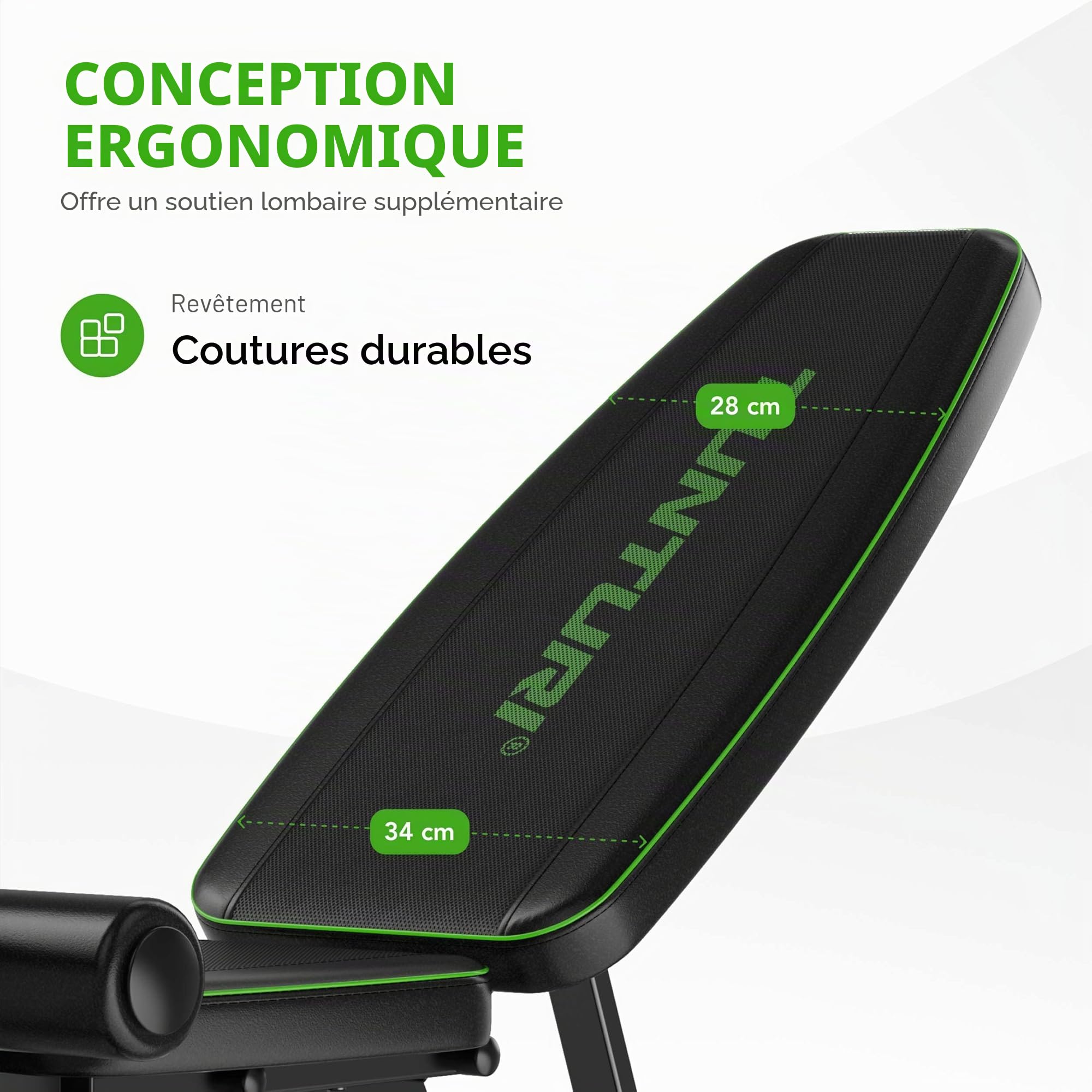 Tunturi UB60 - Banc de musculation - Bancs réglables - pour exercices de musculation à la maison/au bureau