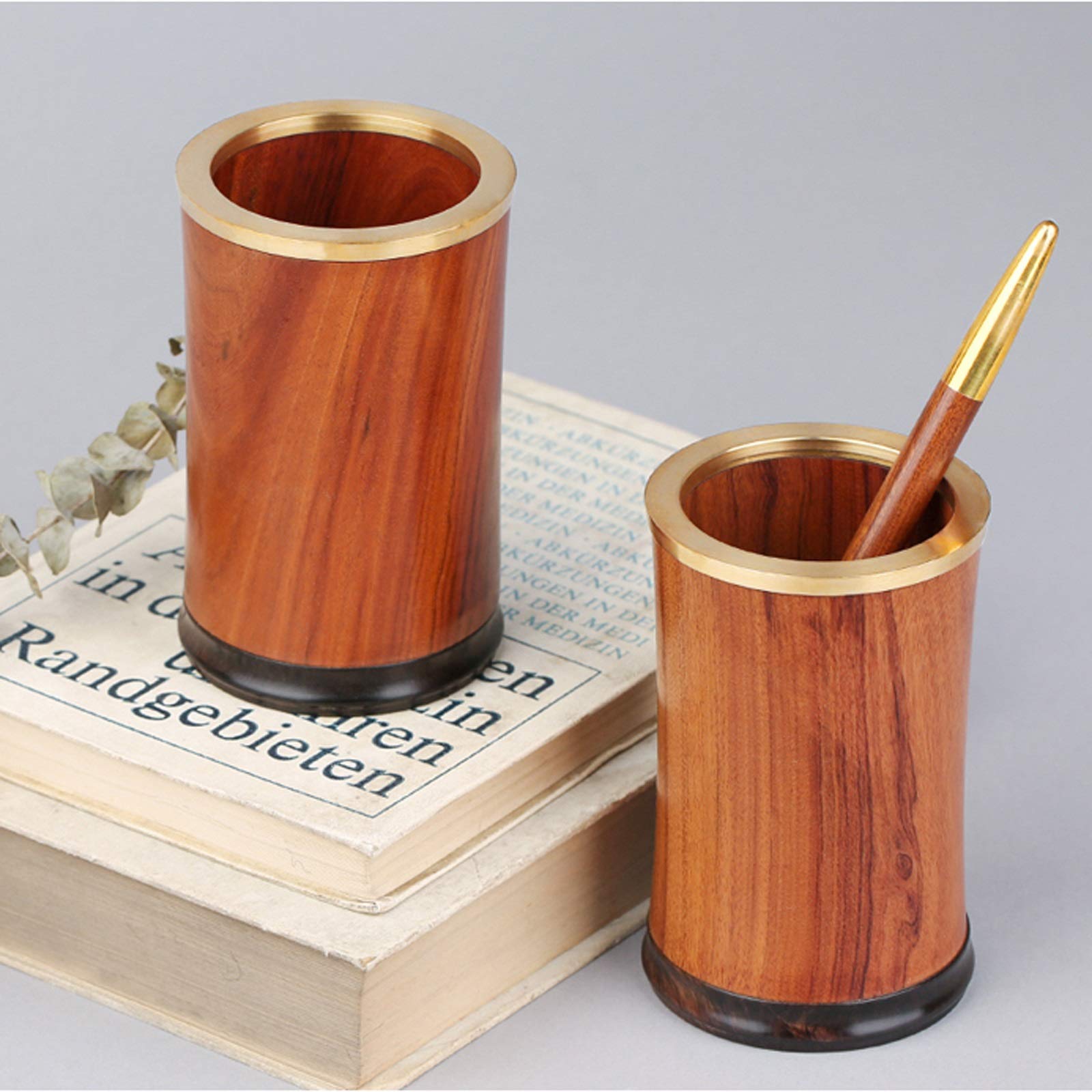 Portalápices Redwood retro bolígrafo Holder hecho a mano Organizador de almacenamiento tradicional hecho a mano simple Multifunción Lápiz Pot Cumpleaños creativo Regalo Portalapices Escritorio
