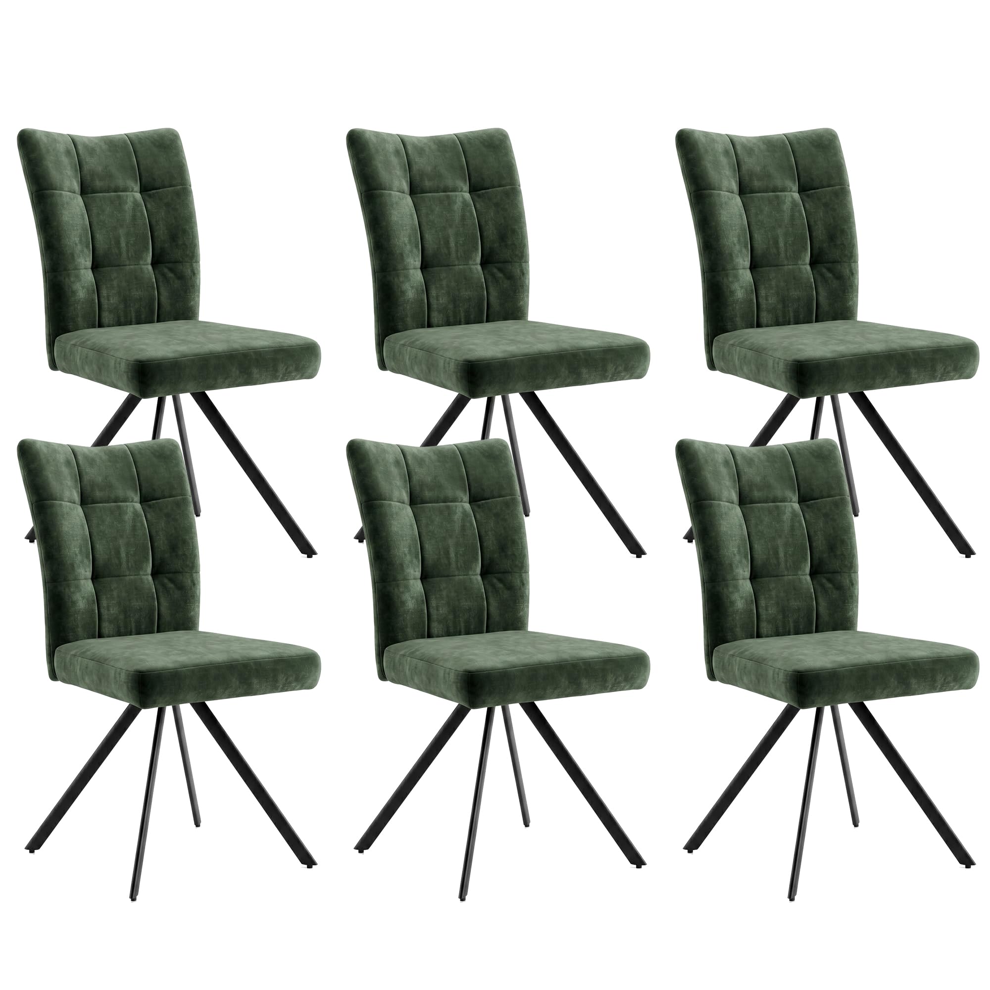 HIPIHOM Esszimmerstühle 6er Set Samt mit Metallbeinen Schwarz, Moderner Polsterstuhl für Küche & Wohnzimmer, Bequeme Stühle mit Karosteppung, Design Esszimmerstühl Stuhl Belastbar bis 120kg