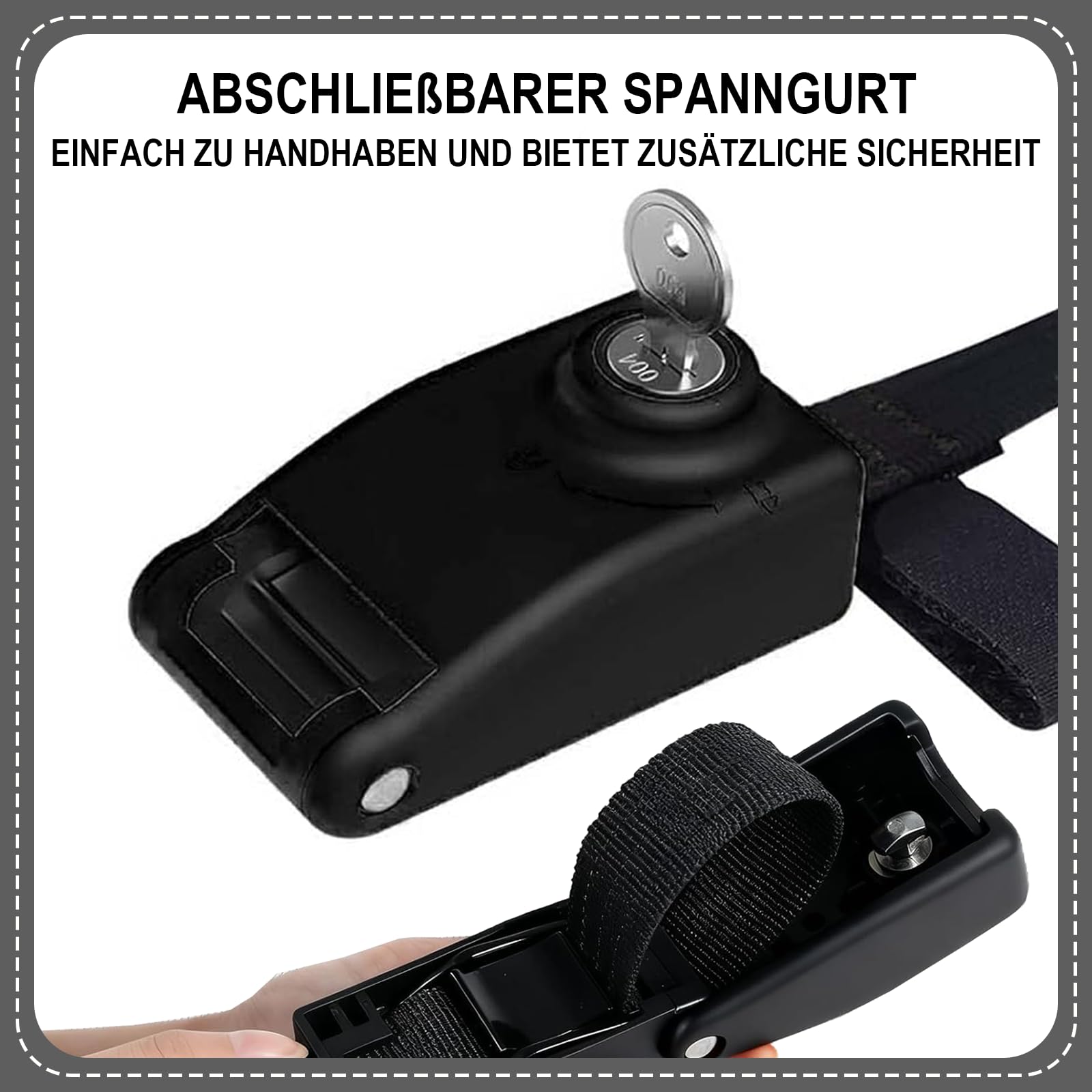 2 Stück Abschließbare Spanngurte 4 m, Zurrgurte mit Schloss & Schlüssel, Cam Buckle Befestigungsgurt für Fahrrad, Motorrad, Dachbox, SUP, Kajak