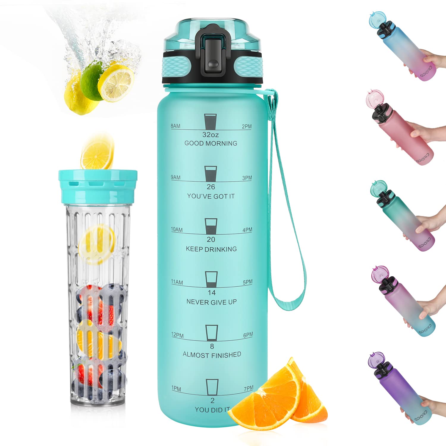 Motivational Time Marker Water Bottle