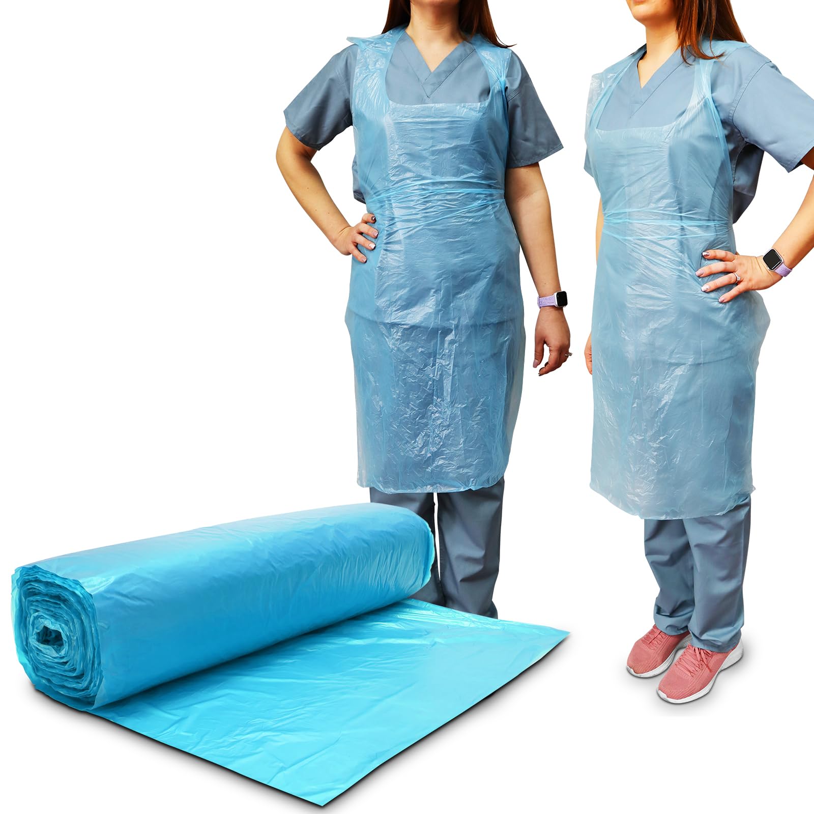 Re-Gen Blue Disposable Polythene Cat 1 Aprons | 69X105cm Long Length 40" - Roll Of 200 | Premium Quality, Kitchen, Catering, Medical Healthcare, Workplace Cleaning Ppe | One Size