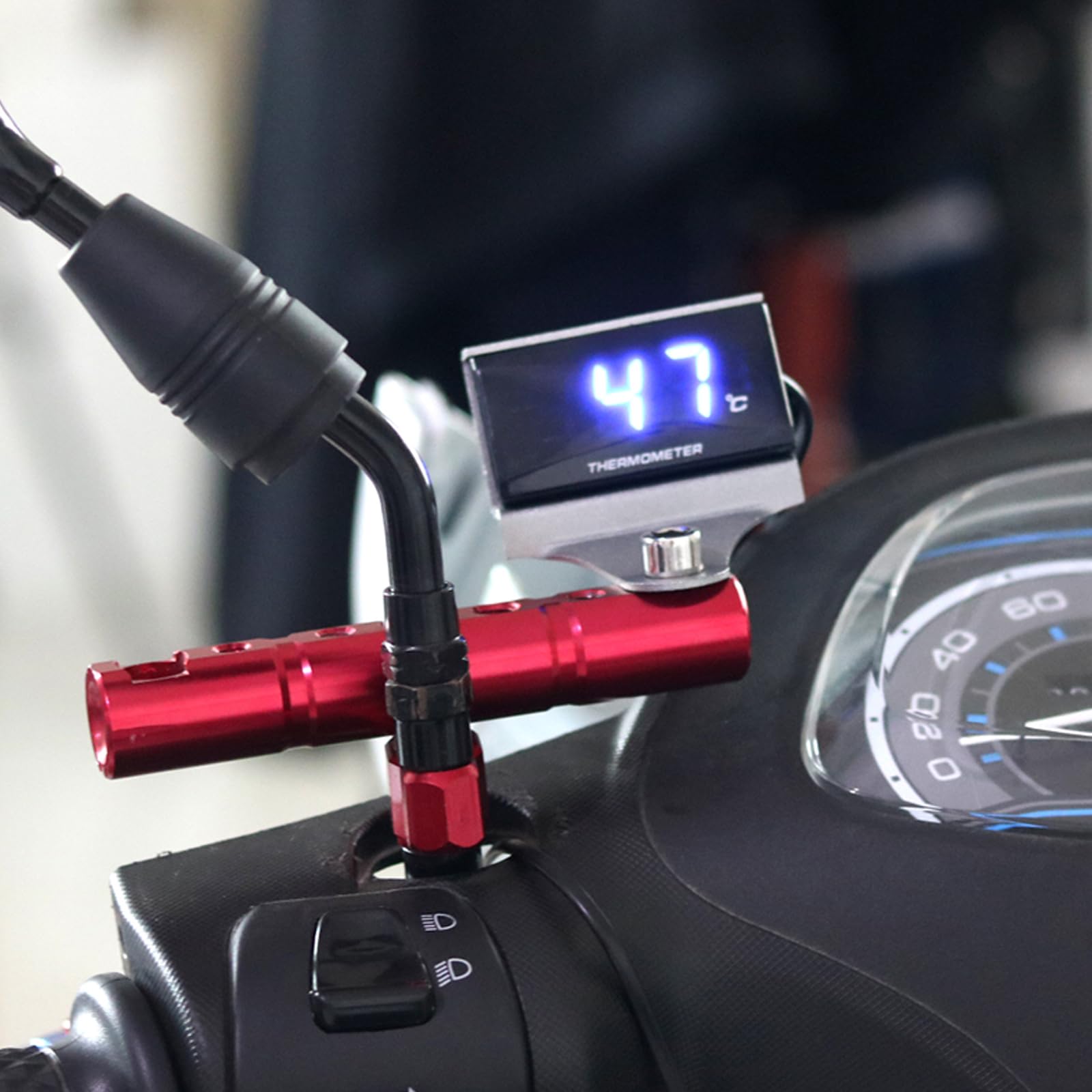 Termómetro digital de temperatura de agua de motocicleta, adaptador de sensor de temperatura de sonda de metal Adecuado universalmente para motocicletas (18 mm)