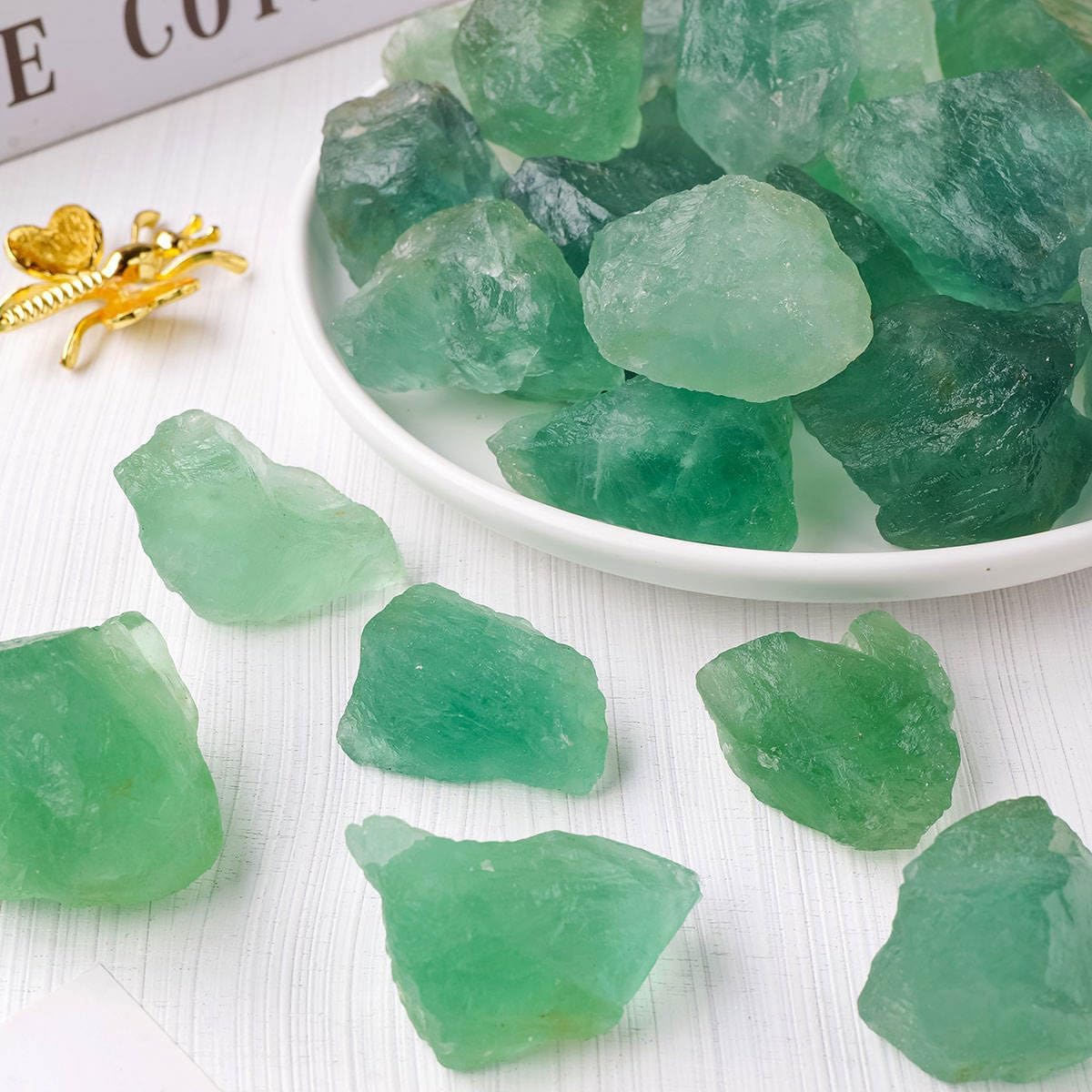 500g Natural Green Fluorite Crystal Raw Stone Crushed Stone Fish Tank Decorative Ornaments