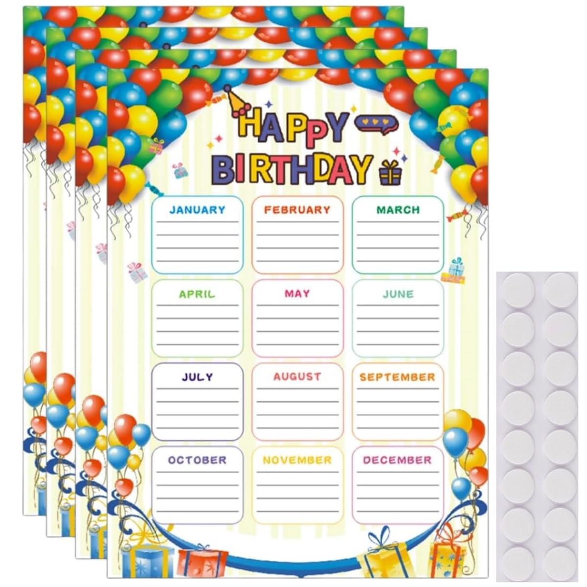 amazon-com-4-pack-birthday-chart-for-classroom-decorations-classroom-birthday-chart-for-school-bulletin-board-wall-decor-birthday-charts-for-classroom-decorations-and-back-to-school-decorations-15-7-x11-8-office-products