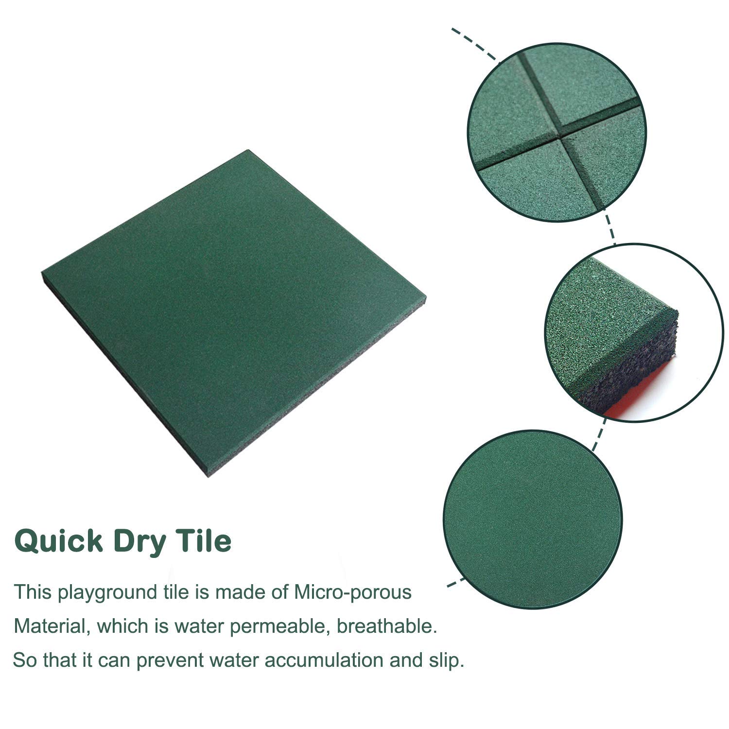 uyoyous Thick Interlocking Safety Flooring Rubber Playground Tiles Eco