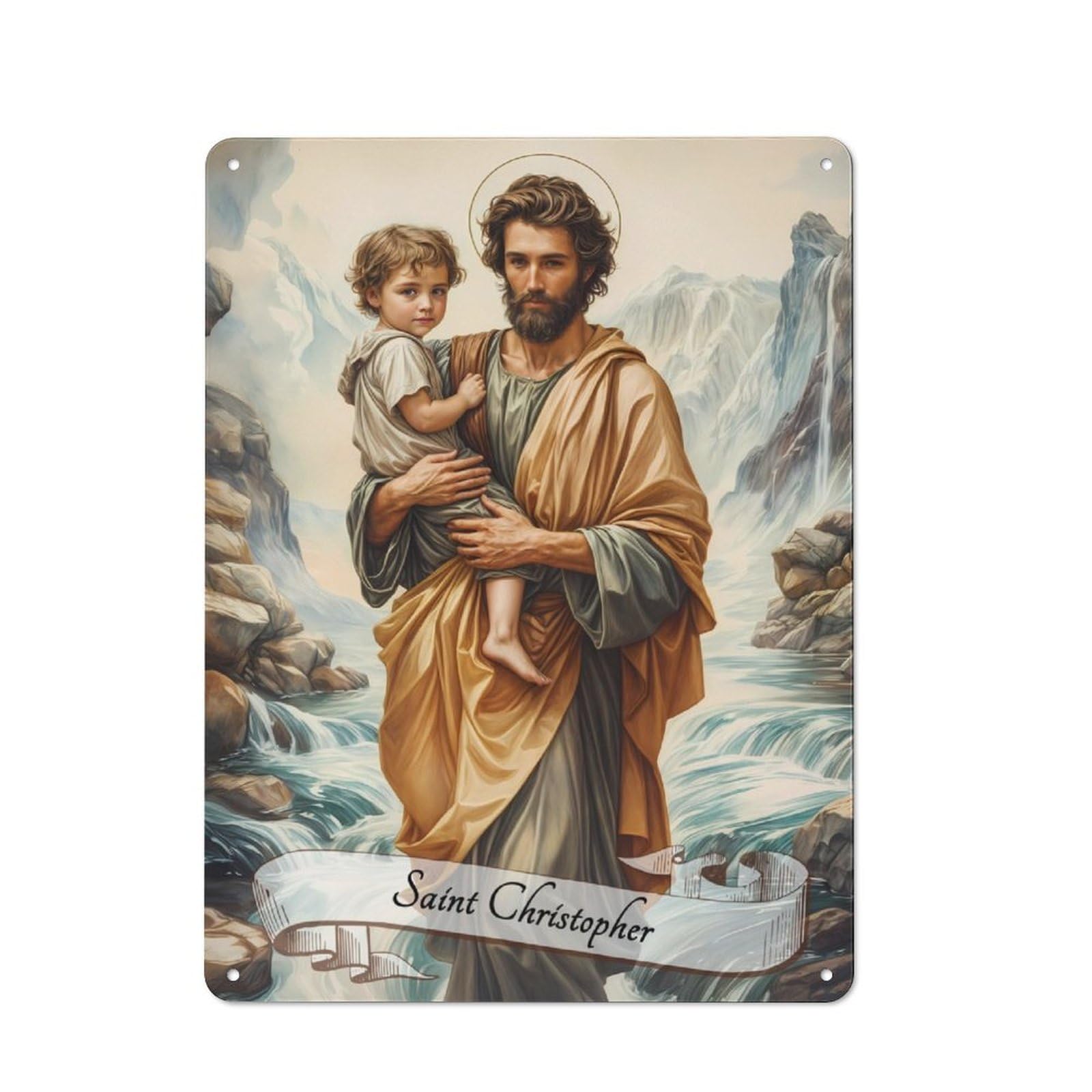 Junmoney Saint Christopher Rustic Metal Wall Sign 40X30cm For Kitchen Or Home Bar, Suited To Home Bar Enthusiasts