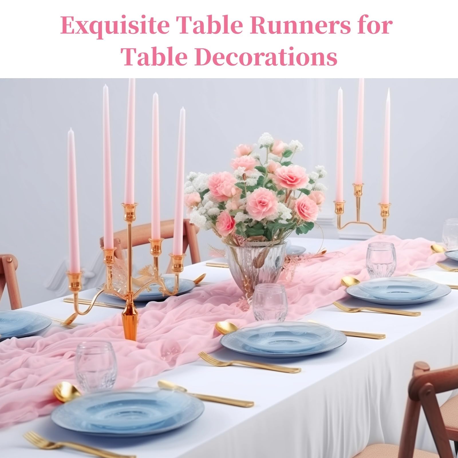 Lot de 24 chemins de table romantiques en gaze de style bohème rustique - 90 x 180 cm - Pour mariage, fête prénuptiale, fête d'anniversaire, étamine