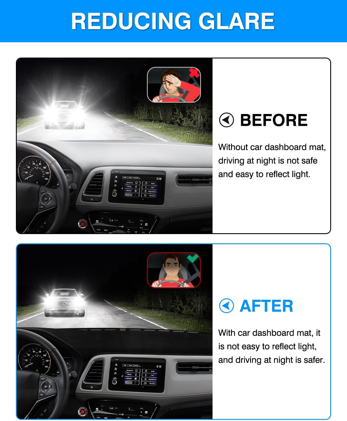 CARTIST Dashboard Cover Mat for 2016-2021 2022 Honda HR-V HRV Accessories Dash Cover Flannel Dash Mat Sunshade Glare UV Rays Protector