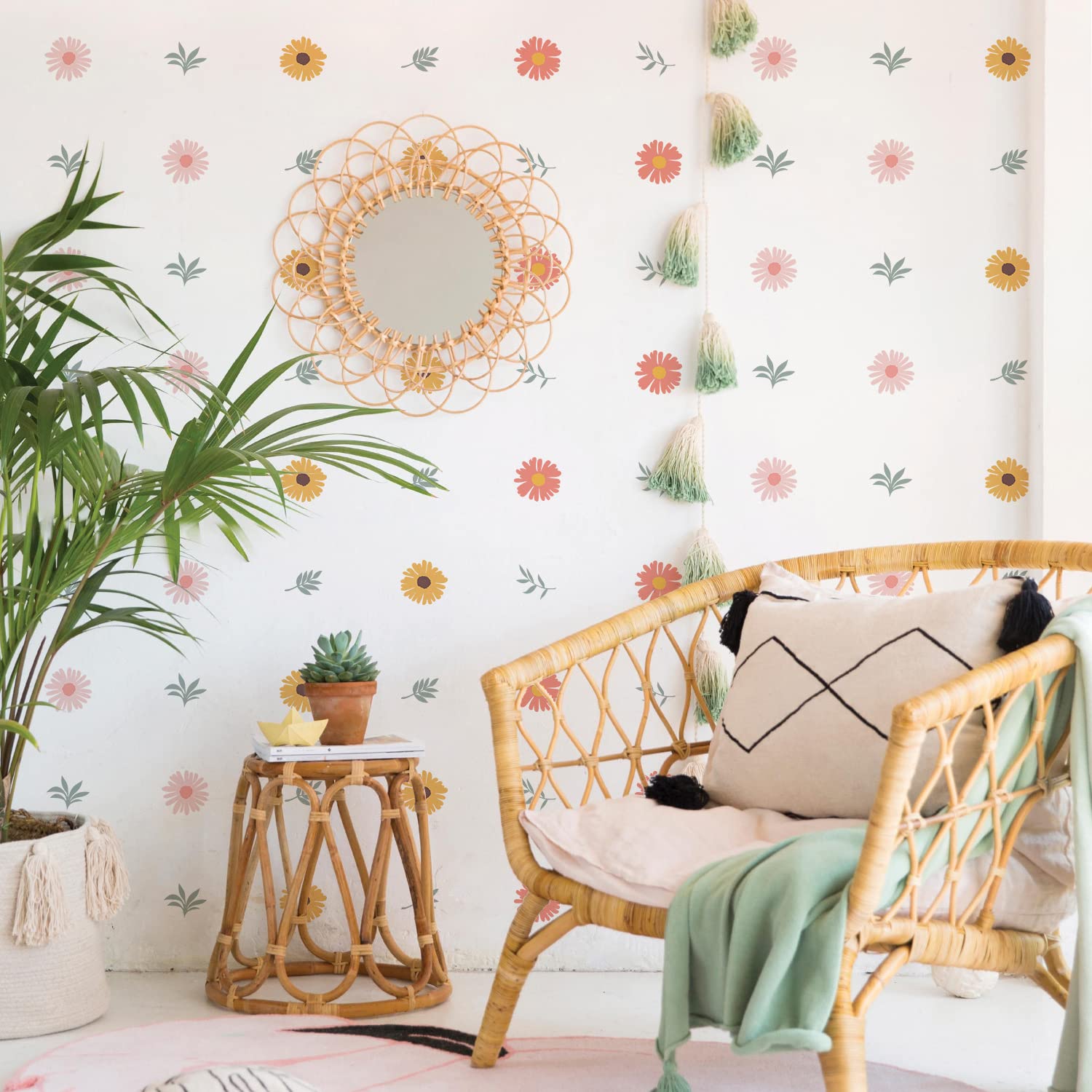 Boho Cute Flowers Wall Stickers DIY Decorative Art Decor - Image 2