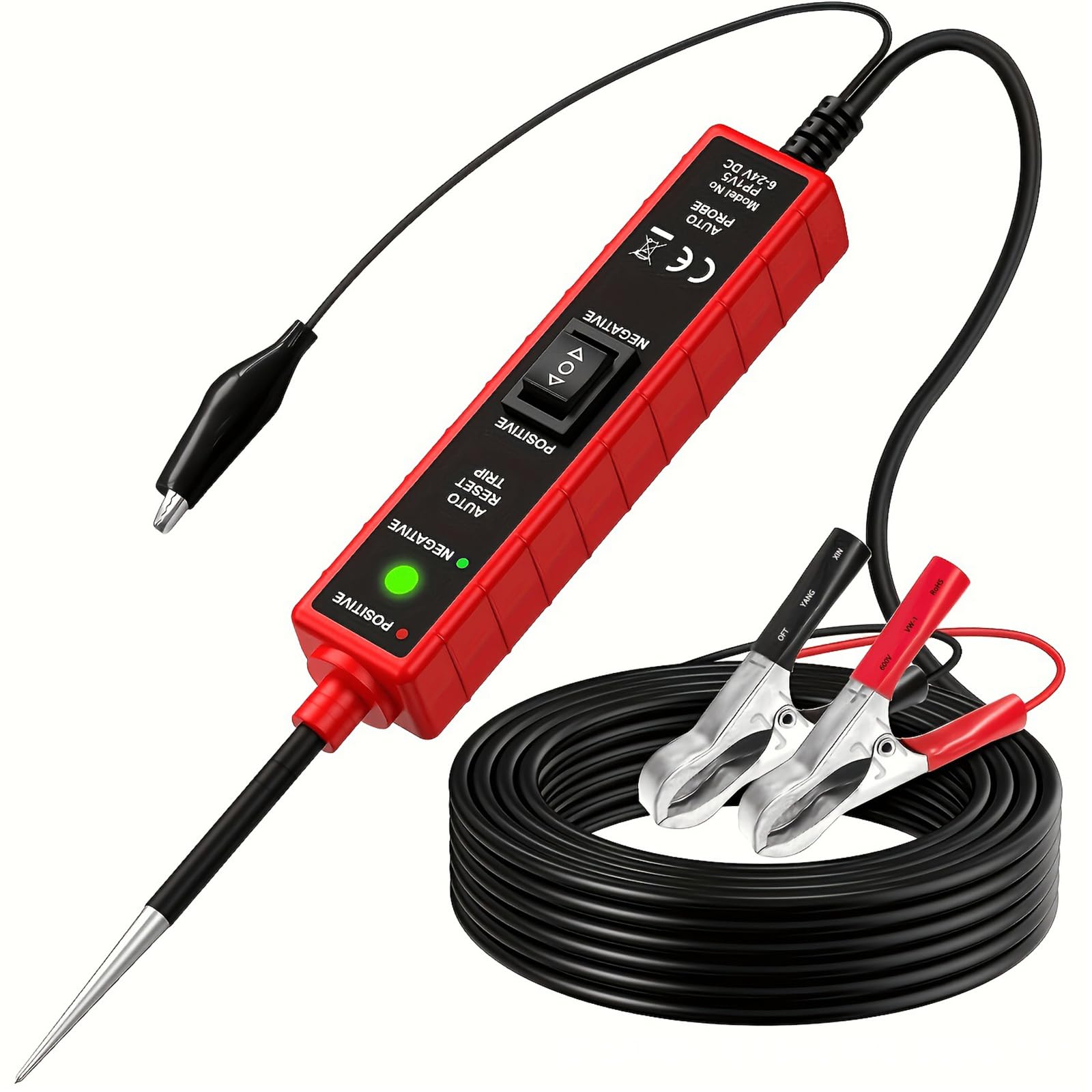 Probador de Circuitos, Sonda Eléctrica Automotriz de 6-24V CC con Cable 4m