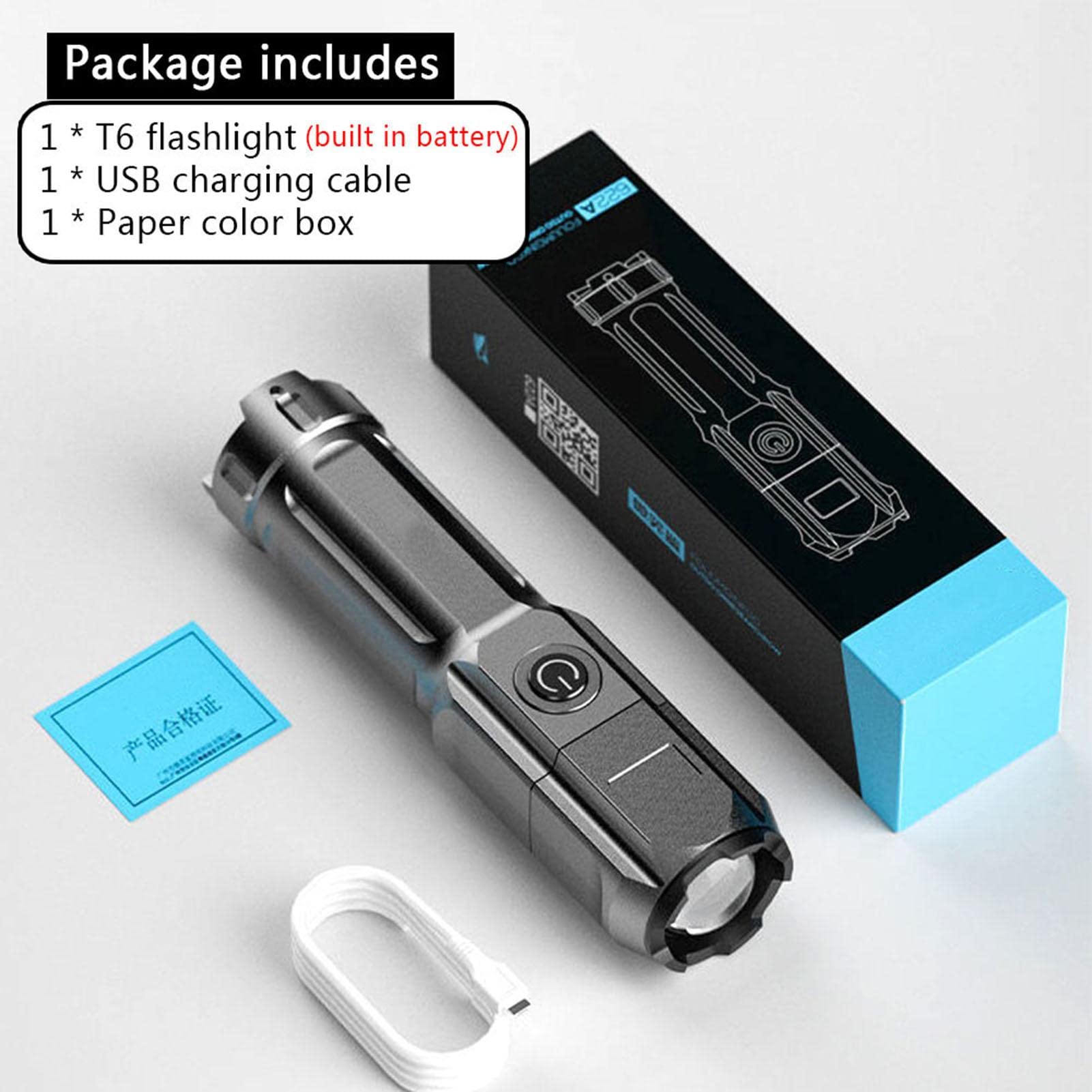 Sumairs Torcia LED Ricaricabile Estremamente Luminosa 15000 Lumen - Pila Tascabile Con 5 Modalità, Zoom, Batteria 26650, IP65 Per Campeggio Ed Emergenze - 3