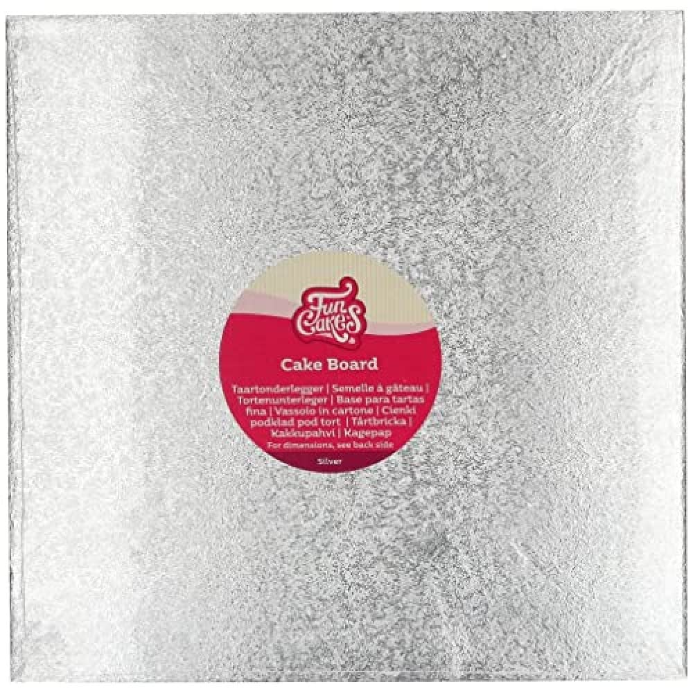 FunCakes Cake Board Carré 30,​5 x 30,​5 cm - Argent : Cake Board carré, Base pour gâteau, Haute qualité, Aspect luxueux, 1 pièce.