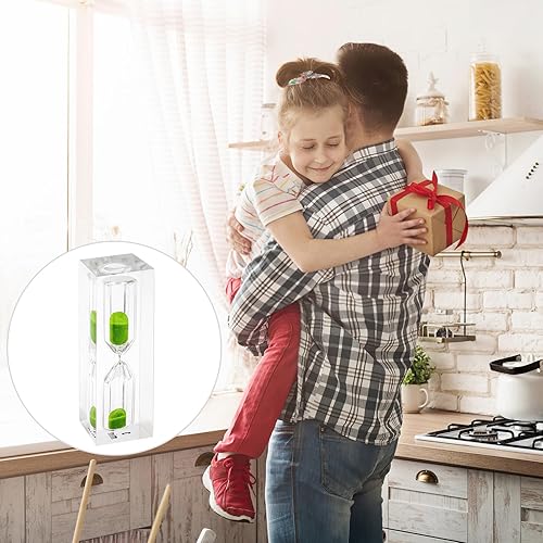 Miniatura 6 de Reloj de arena de cristal con temporizador de arena de 3 minutos, temporizador de cepillo de dientes para niños, reloj de arena, reloj de arena,