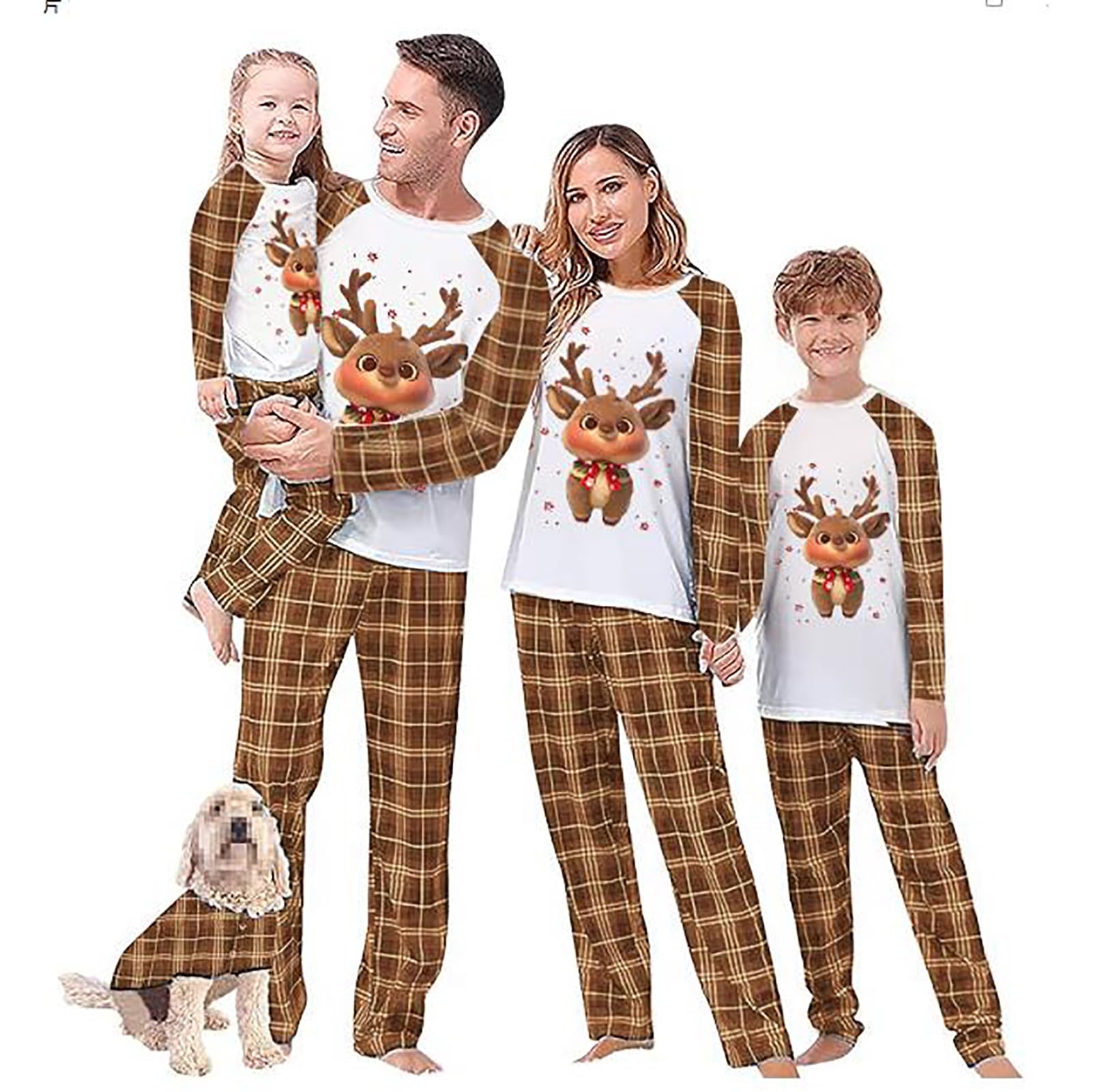 OAKFashion Christmas Family Pajamas Holiday Christma Pajama Family Matching Pjs Set Sleepwear Xmas Jammies