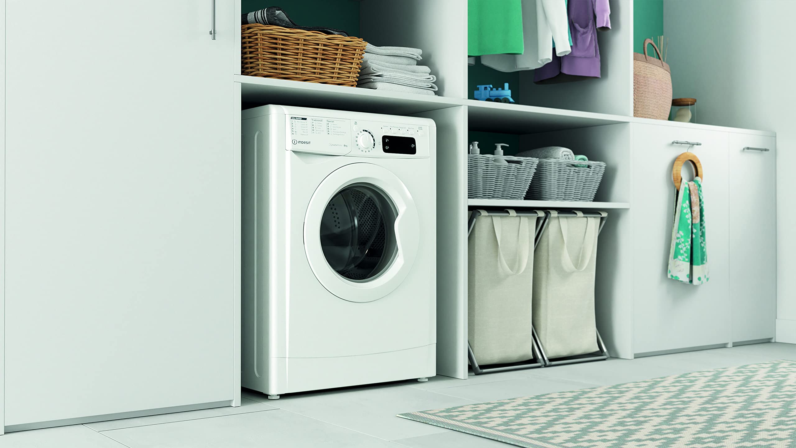 Indesit EWE 81284 W IT- Lavatrice 8kg Libera Installazione, Carica Frontale. Centrifuga 1200 Giri Al Minuto. Larghezza 59,5cm, Profondità 57,2cm, Altezza 85,0cm, Classe Energetica C
