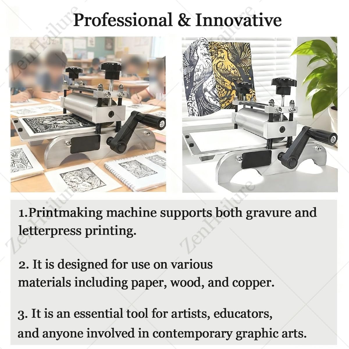 Pressa per incisione manuale per stampa, altezza del rullo regolabile, laminatore professionale per legno e rame, facile da riporre per display decorativi