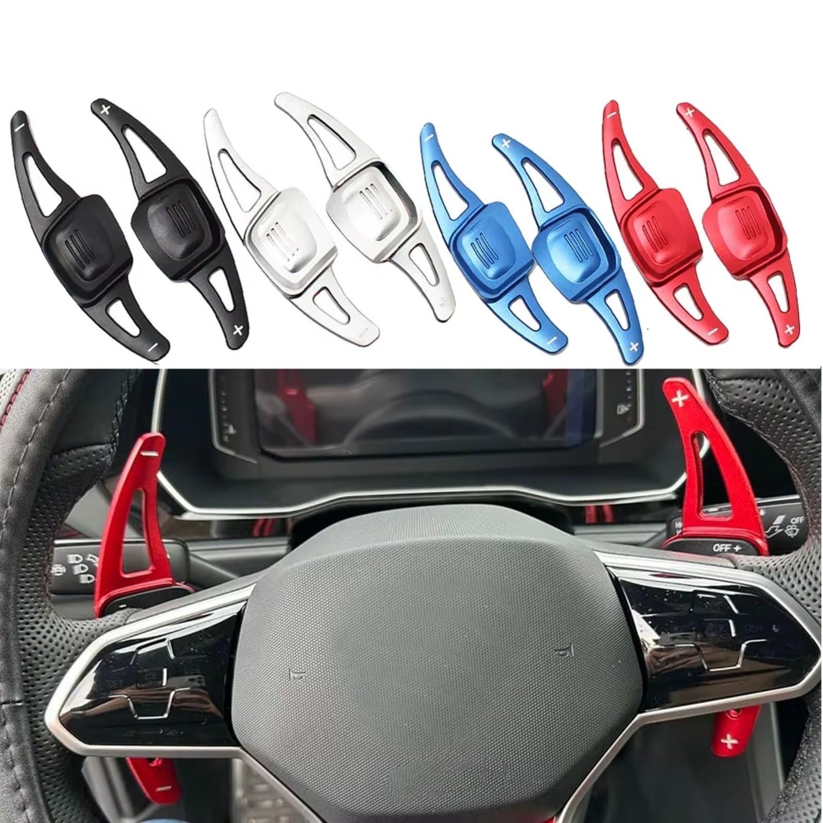 Leve Volante Compatibile Con Per Teramont 2018 2019 2020 Per Touron Per Tiguan L 2017-2020 Dispositivo Estensione Cambio Volante Dell'auto(Silver)