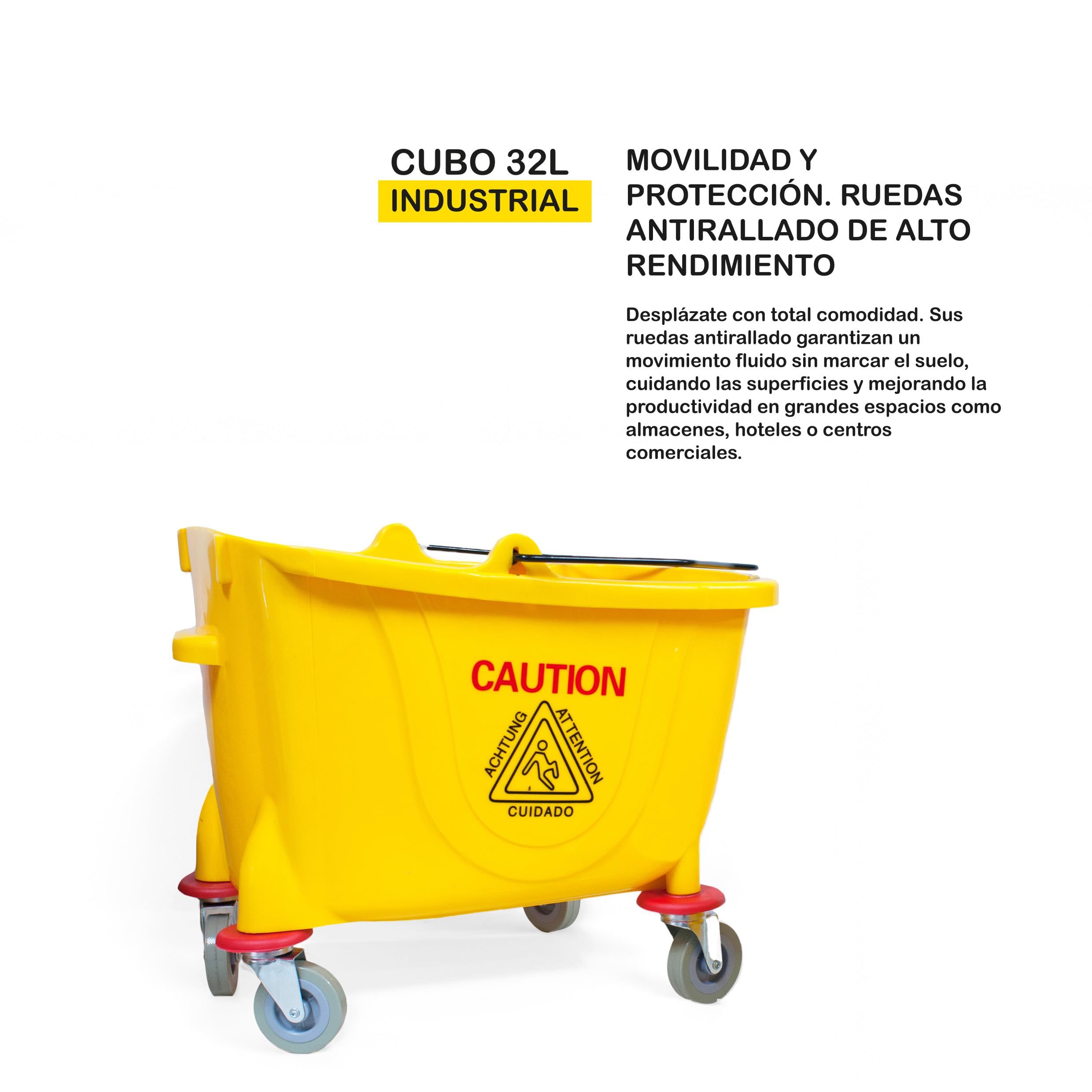 PAMEX - Cubo Industrial con Escurridor Prensa Cpacidad 32L Rótulas Mecánicas