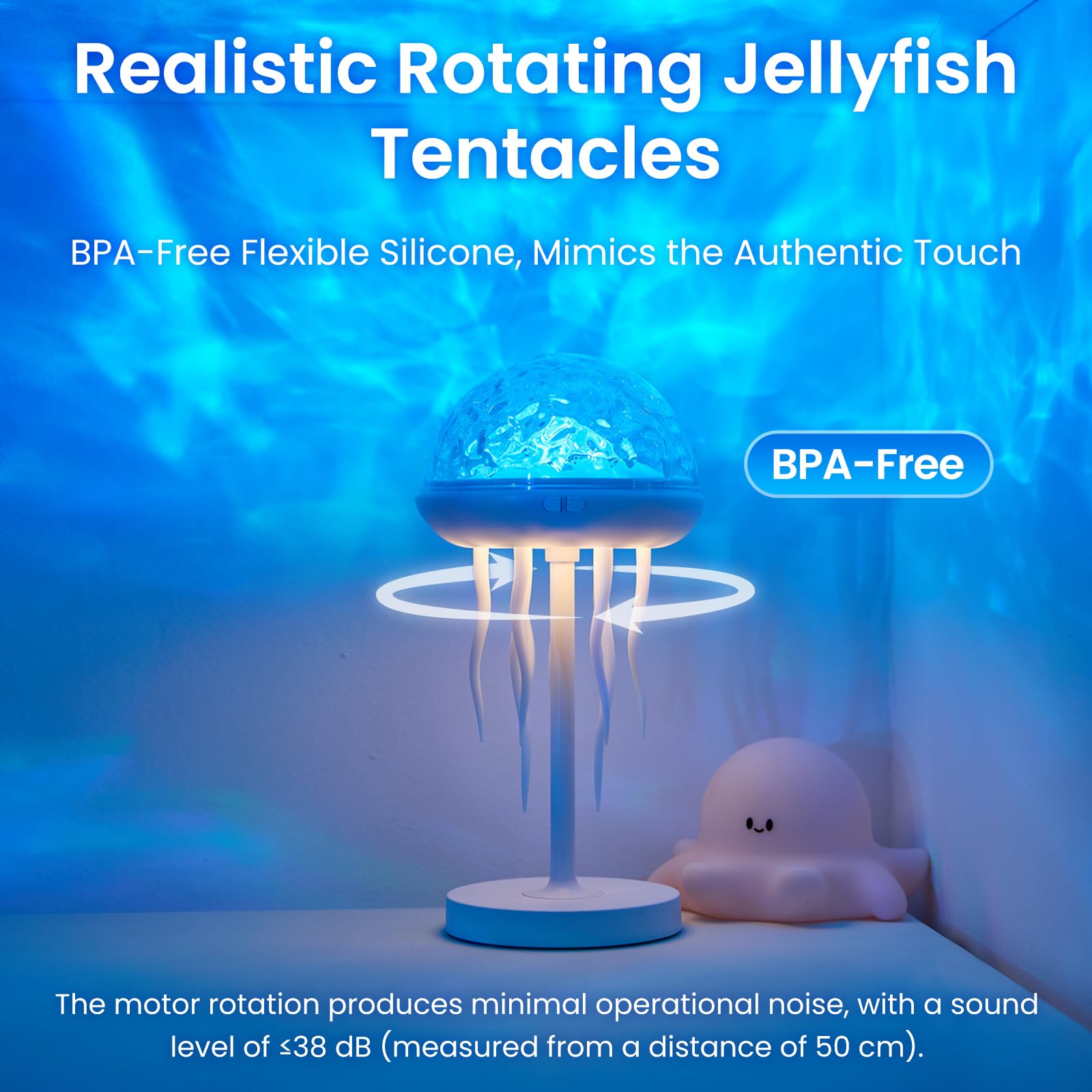 Lampada medusa e proiettore oceano, luce ricaricabile 2 in 1 | gelatina pesce luce lampada oceano onda proiettore acqua ondulazione lampada onda lampada oceano camera arredamento