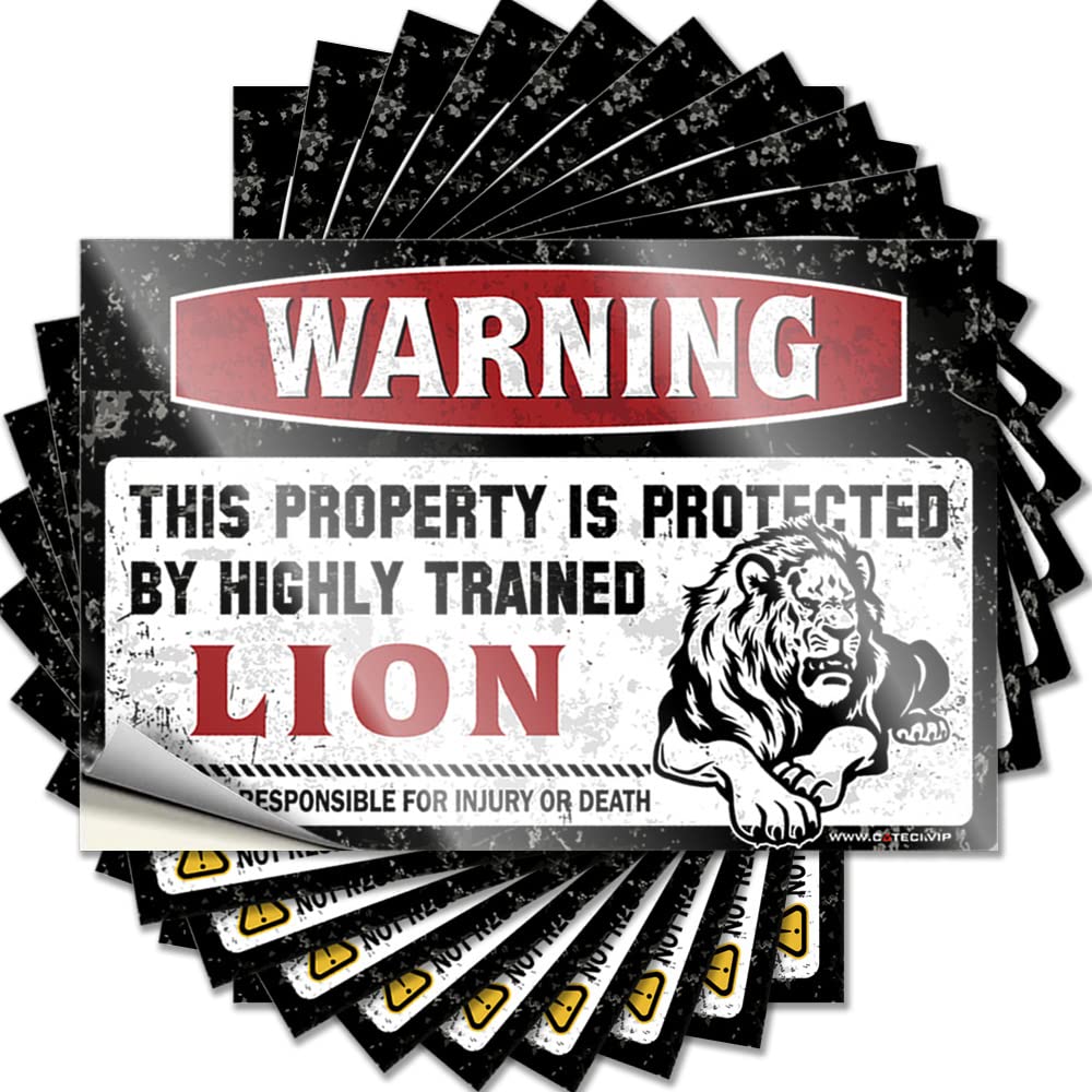 Country Room Decor Decal - Golden Surf Haves Warning This Property is Protected By A Highly Trained Lion(6X9CM)