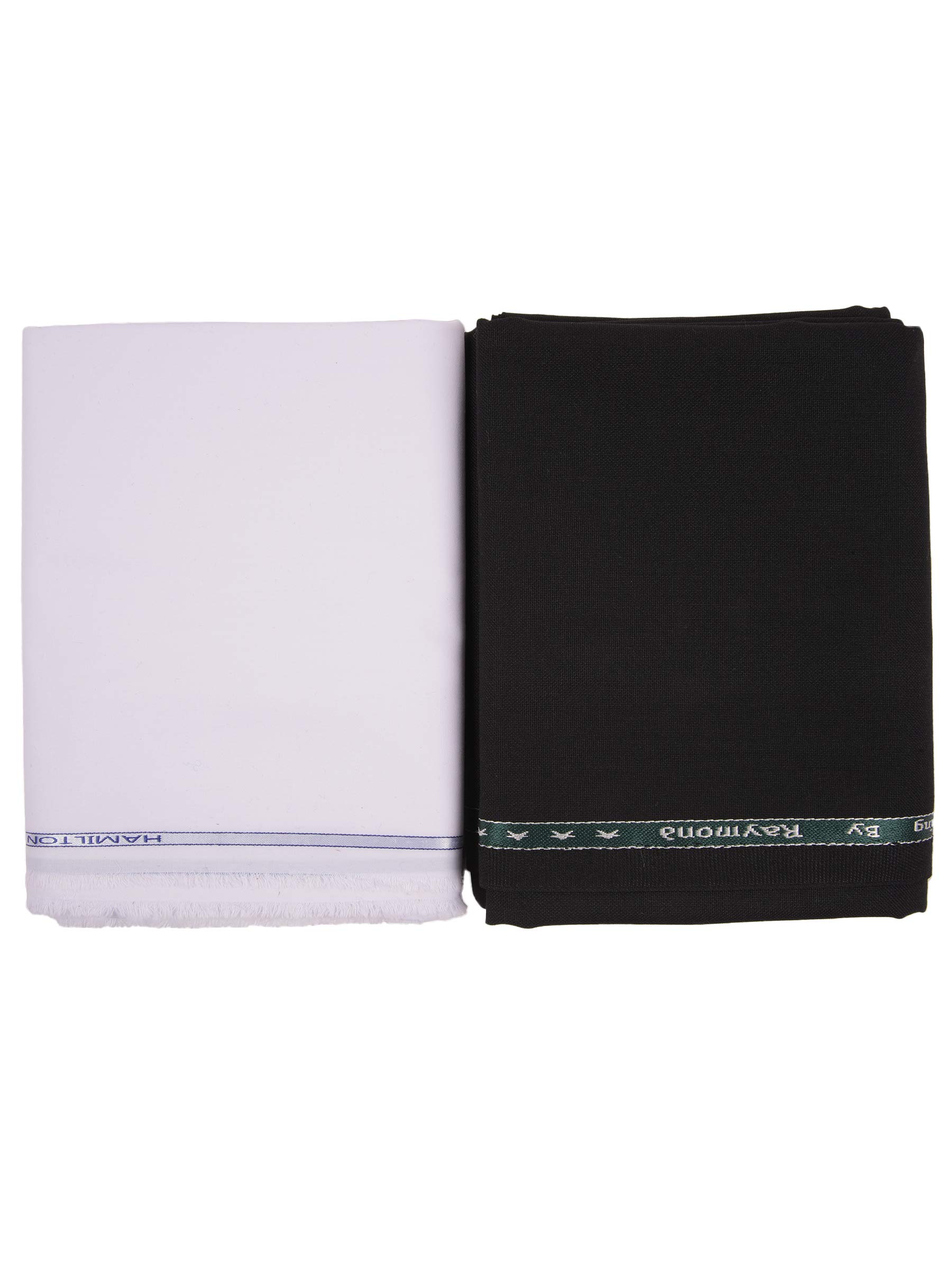 raymond Mens Combo Set Unstitched White Cotton Shirt and Black Polyviscous Pant - Gift Box Packing-picture-23