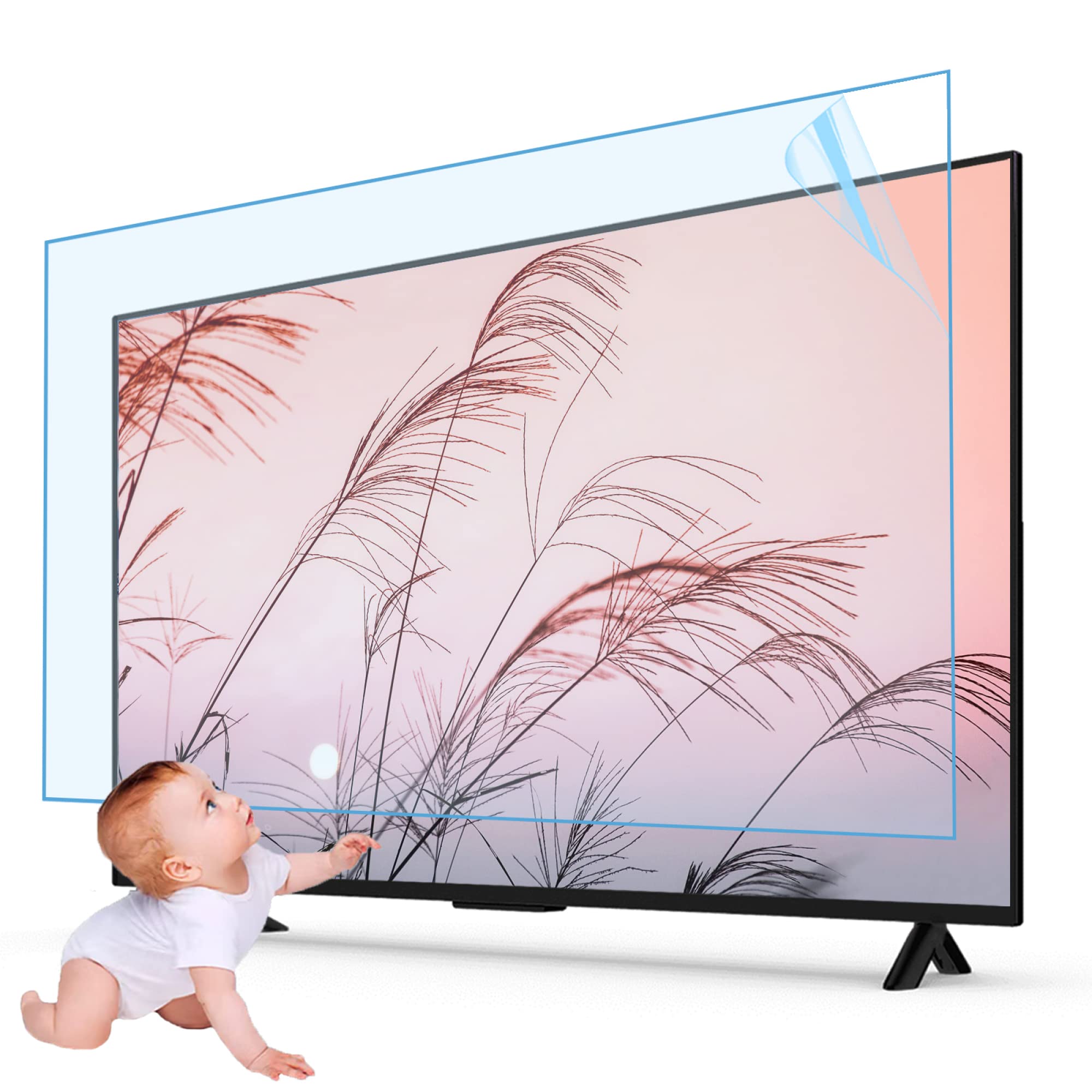 Film De Protection D'écran TV Anti-Reflets 43-70 Pouces, Anti-Lumière Bleue, Anti-UV, Surface Mate, Anti-Rayures, Protège Les Yeux, Soulage La Fatigue - Plusieurs Tailles / 50in1095x616mm