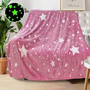 Star Blanket for Girls, Pink Blankets Women, Glow in The Dark Blanket, Cute Teen Personalized Adults/Kids,Soft Fleece and Throw,Birthday Gifts 40inx 50in