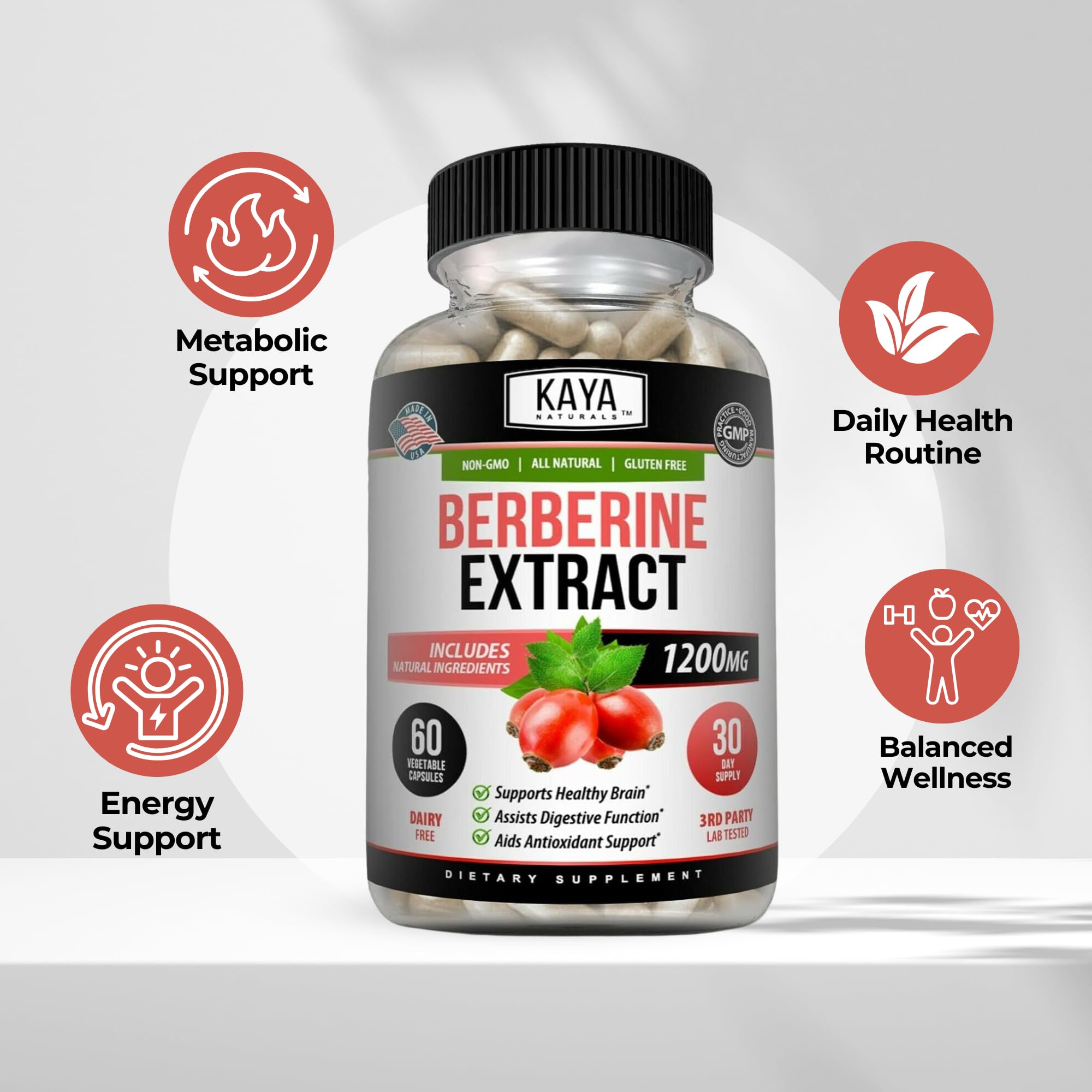 Amazon.com: Kaya Naturals Berberine HCL Extract 1200mg - Immune