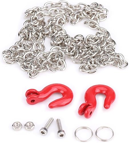 Yosoo Ganchos de remolque a control remoto, ganchos de cadena de metal, ganchos de remolque para camión SCX10 D90 110 RC Crawler Escalada, 0.2 x 0.5