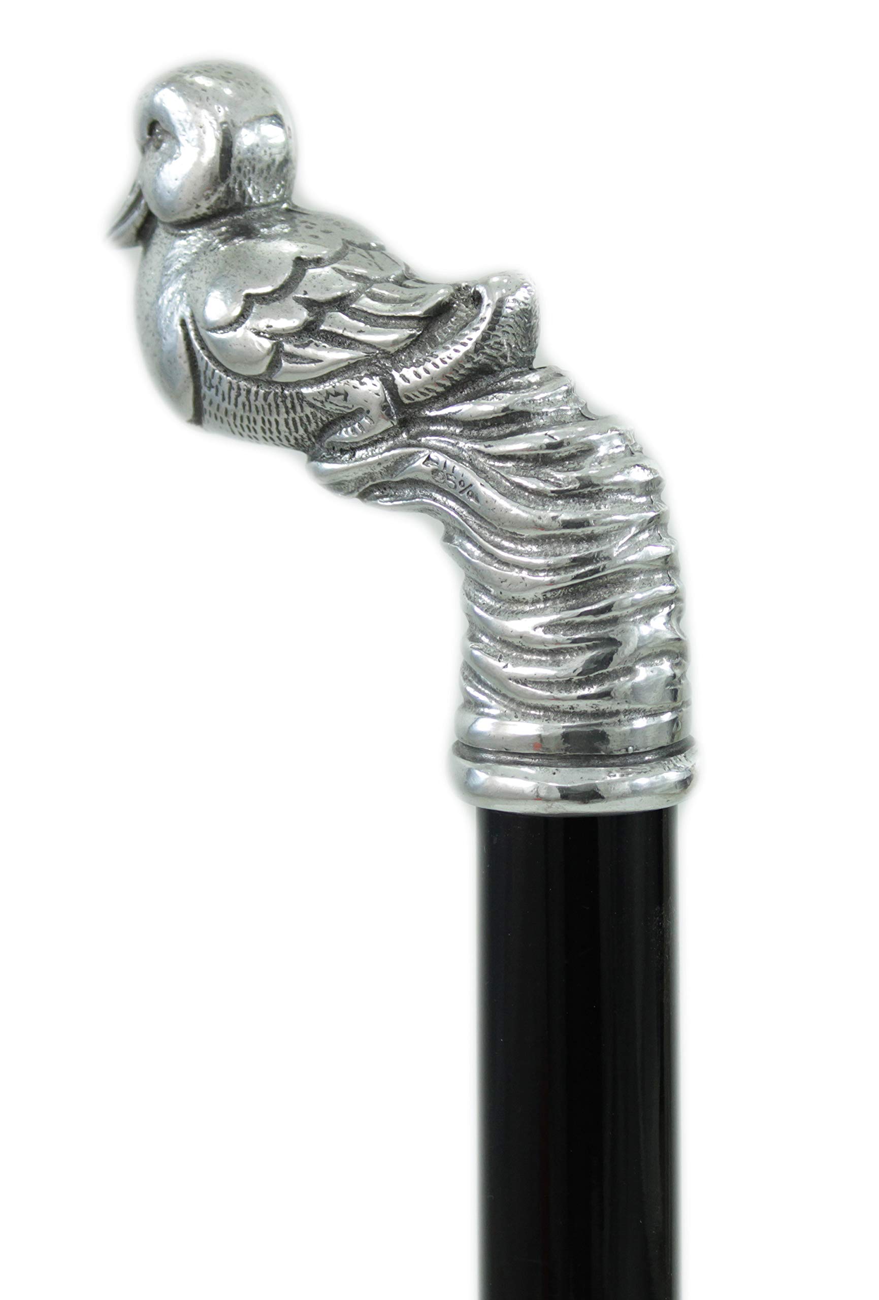 Bastón de paseo de madera y peltre elegante sólido para ceremonia hombre y mujer lujo personalizado único hecho a mano CAVAGNINI Italy ((Haggio marrón)