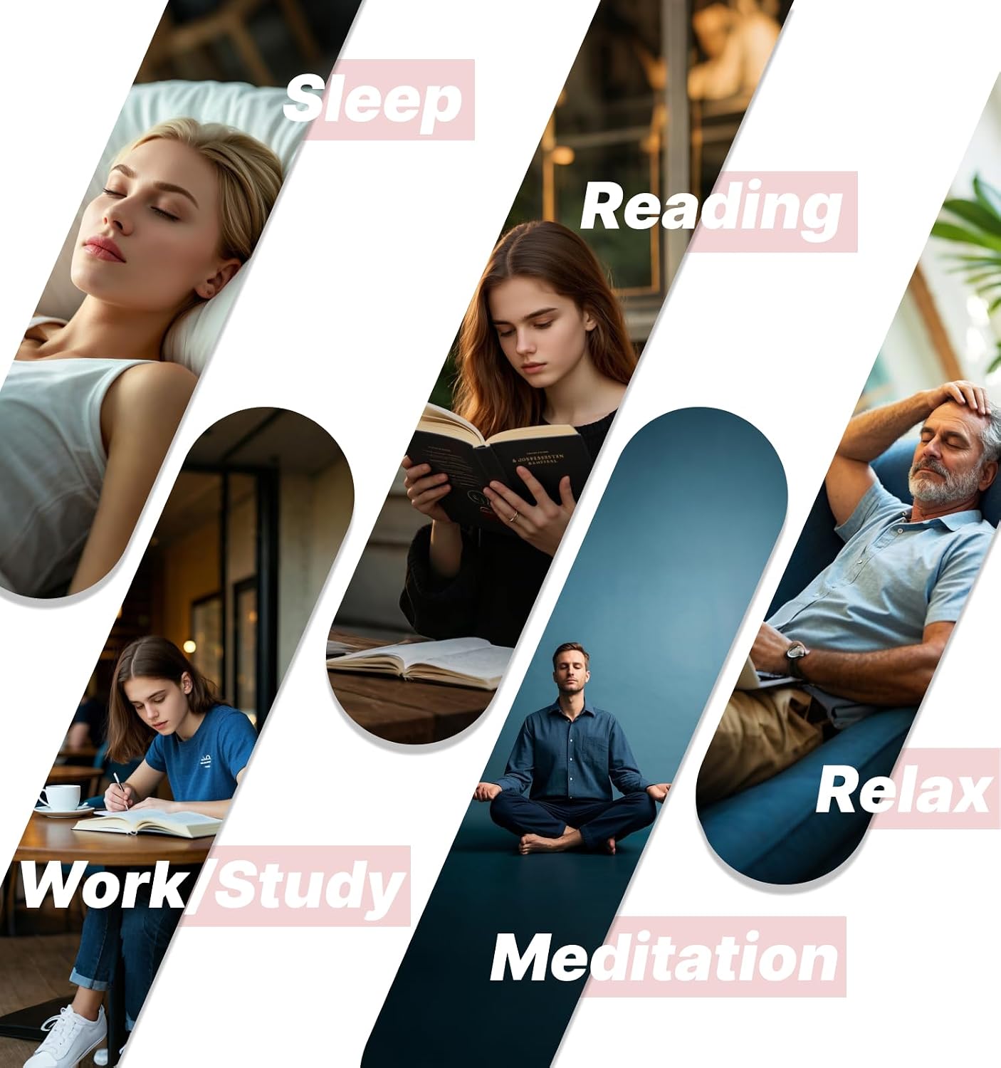 Hmusic Sleep Earbuds for Side Sleepers, Blocks 30dB Dual Noise Isolation, 12-Hour Battery, Built-in White Noise & Mic, Sleep Headphones for Sleeping, Traveling, Working (Pink)
