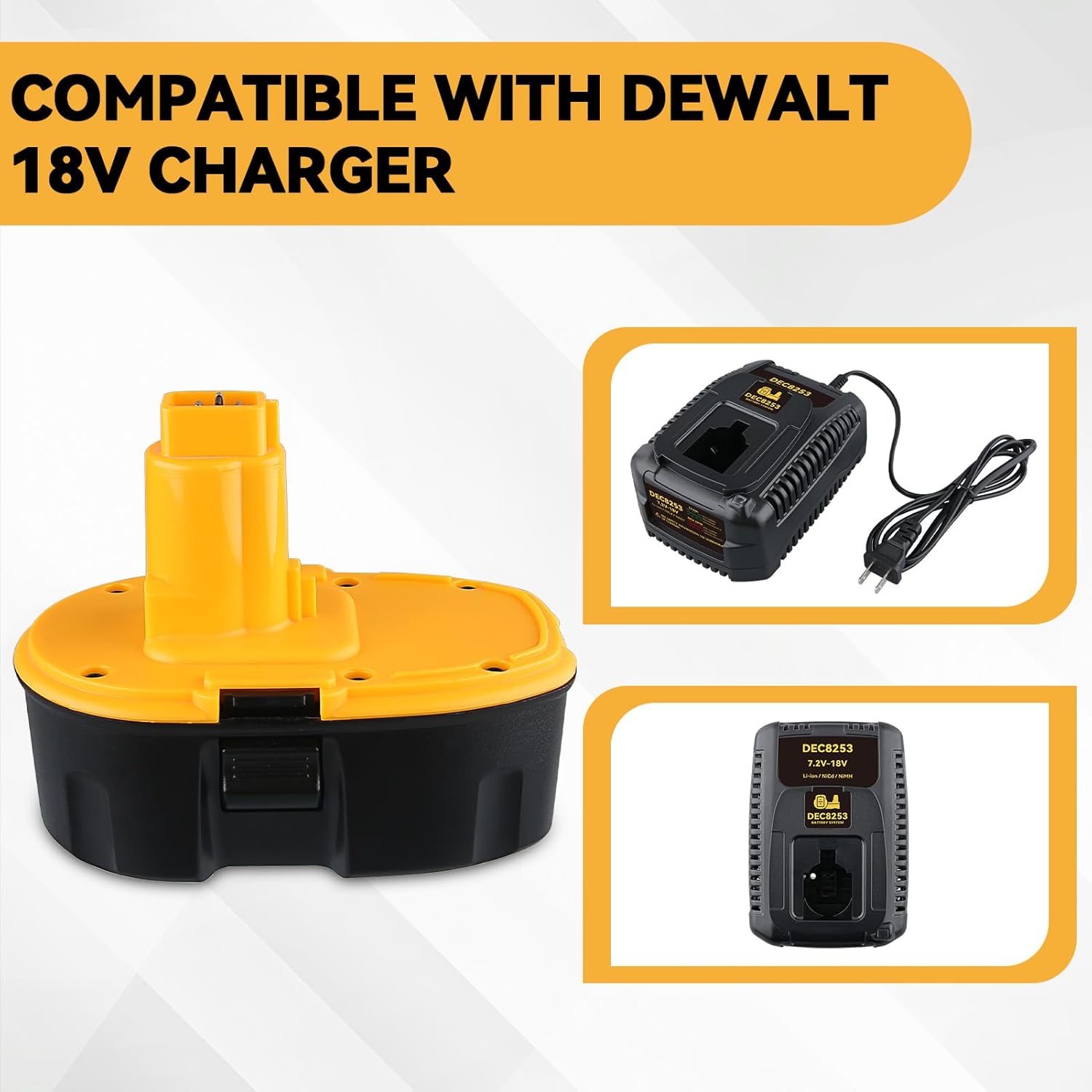2Pack DC9096 4.8Ah 18V Replacement for DeWalt Battery Compatible with Dewalt 18V Battery DC9098 DE9098 DE9098 DW9096 DW9095 Cordless Power Tools