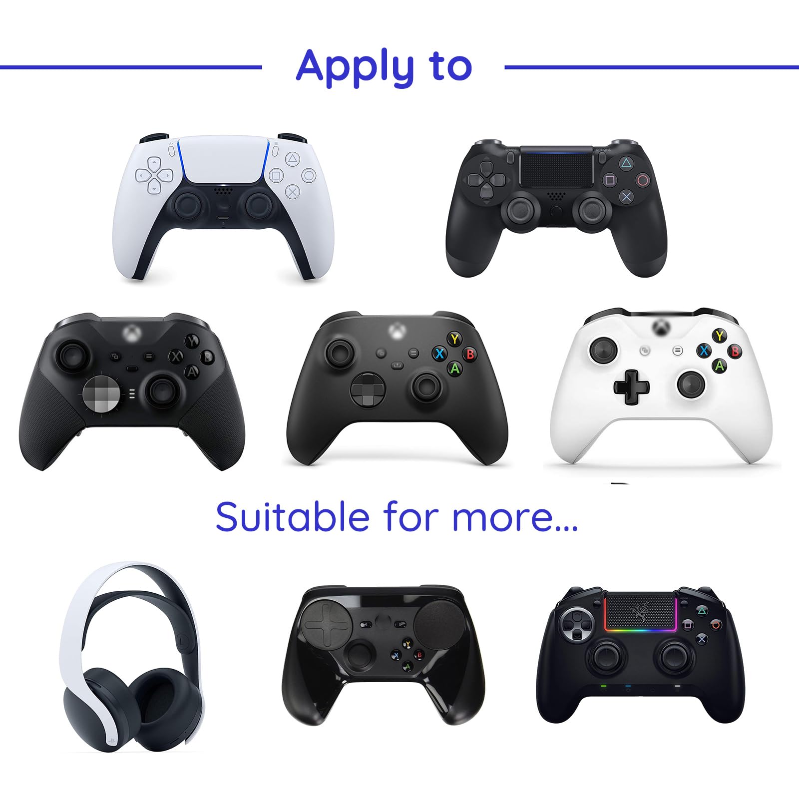 sciuU Soporte de Pared para Mando/Auriculares, [Conjunto de 2] Gancho Adhesivo 3M, Colgar los Auriculares, Accesorios para Controller Controlador Gamepad de PS5 / PS4 / Xbox, Sin Tornillos