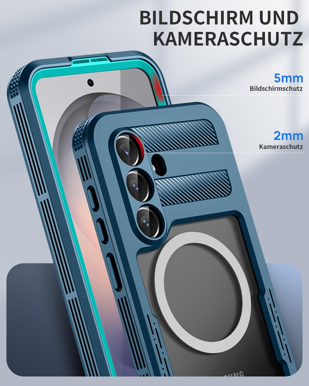 für Samsung Galaxy S26 Plus 5G Hülle Wasserdicht Kompatibel mit Magsafe, HandyHülle für Samsung S26 Plus IP68 wasserdichte 360 Schutzhülle,Stoßfest Outdoor Hülle mit Displayschutz,Blau
