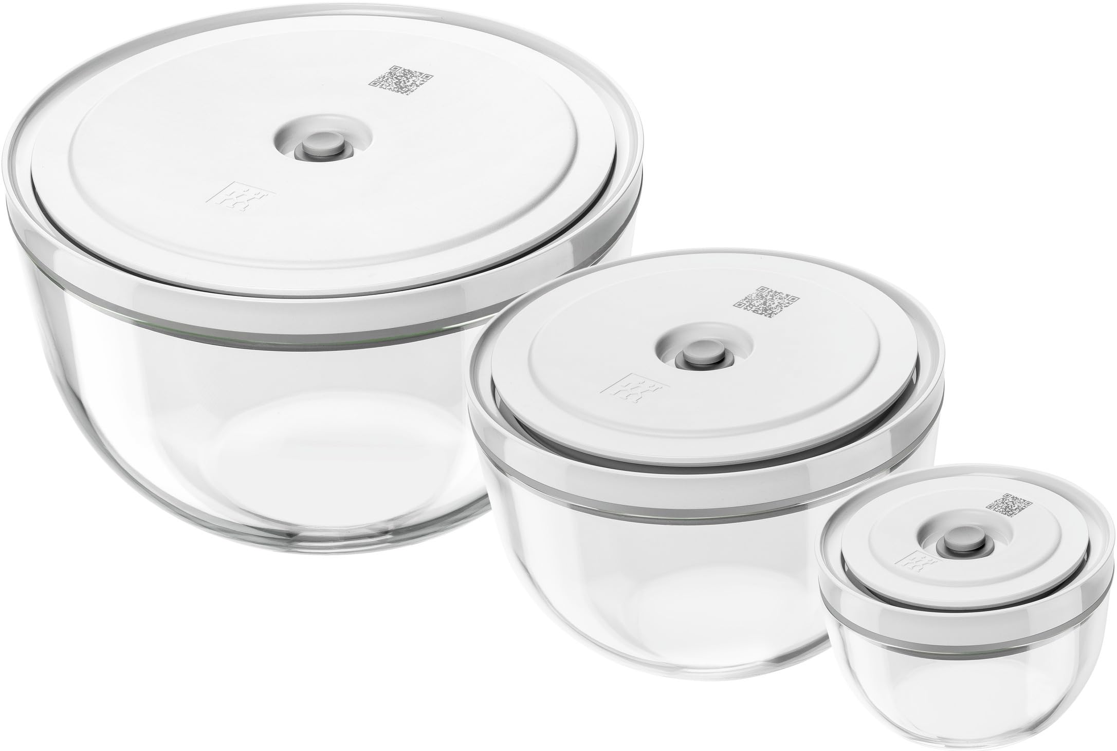 ZWILLING Fresh & Save Vakuumschüssel-Set, 6-tlg aus Borosilikatglas (12/18/24 cm) mit Deckeln