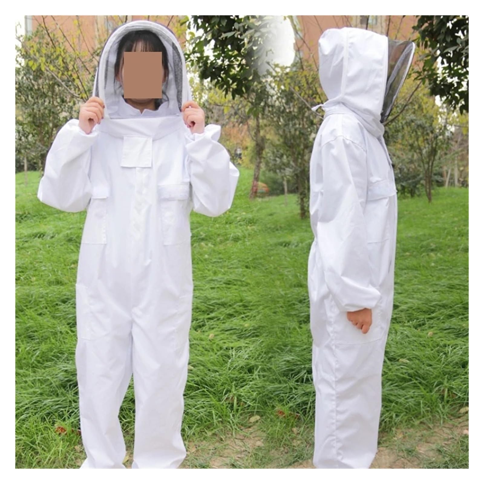Full Body Beekeeping Professional Protection Beekeeping Suit Safty Hat Dress All Body Equipment(L)