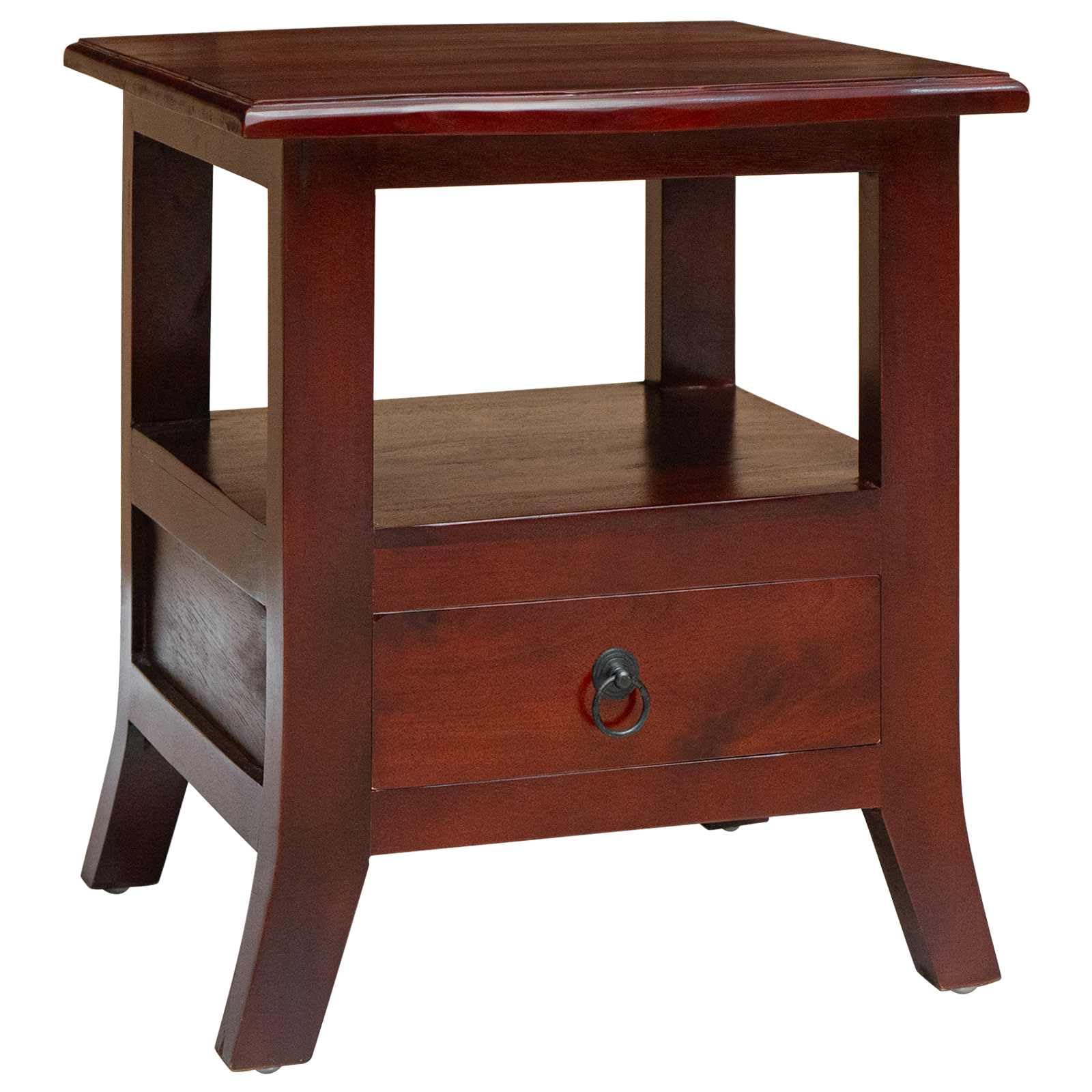 Cabinet de Chevet en Bois de Mahogany Massif Marron 40x40cm Table de Nuit Vintage
