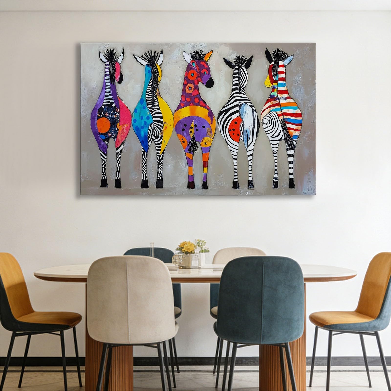 90 x 60 cm Wohnzimmer Deko Tiere Zebra Graffiti Kreativ Pop Art Wandbild Kunstdruck auf Leinwand Bild Schlafzimmer über Bett Room Kinderzimmer Decor, Vlies Wandbild Kunstdruck Wanddeko